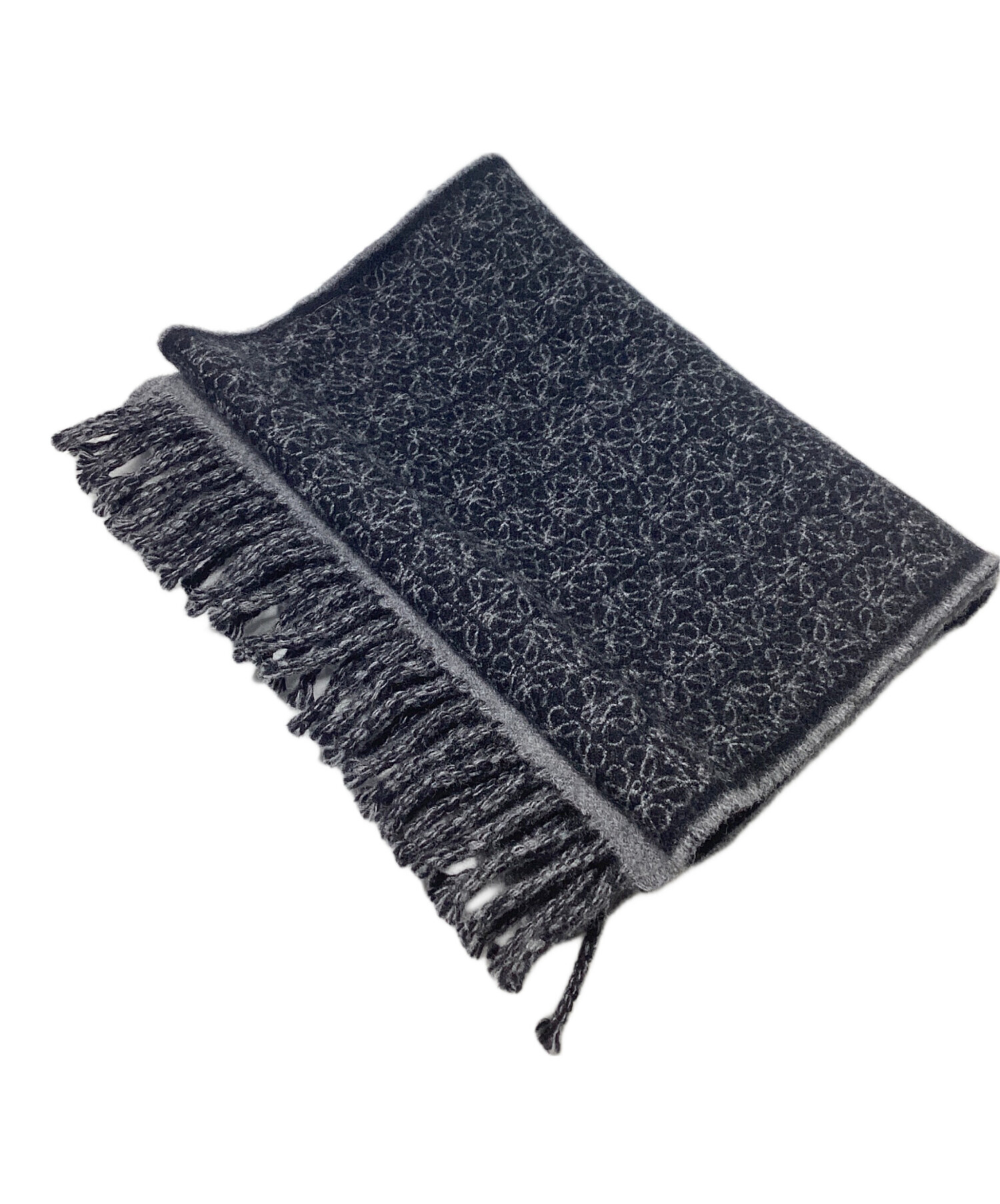 LOEWE ロエベ マフラー - 紺x黒 【古着】【中古】 中古・古着通販】LOEWE (ロエベ) マフラー ブラック×グレー｜ブランド