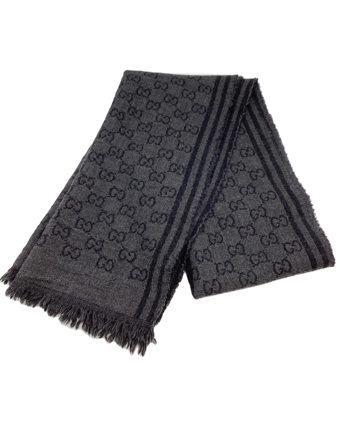GUCCI グッチ マフラー  グレー 【古着】【中古】【送料無料】 中古・古着通販】GUCCI (グッチ) マフラー グレー｜ブランド・古着通販