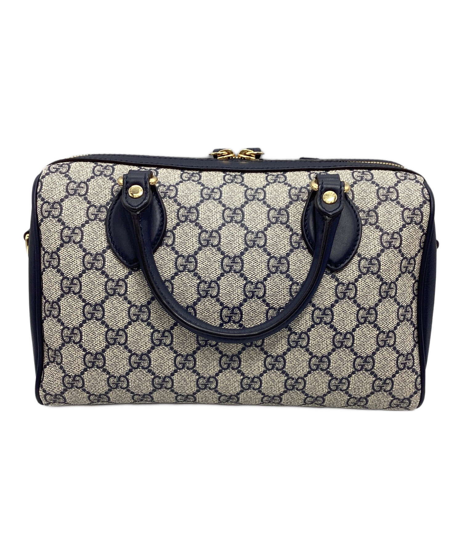 中古・古着通販】GUCCI (グッチ) ボストンバッグ グレー×ネイビー