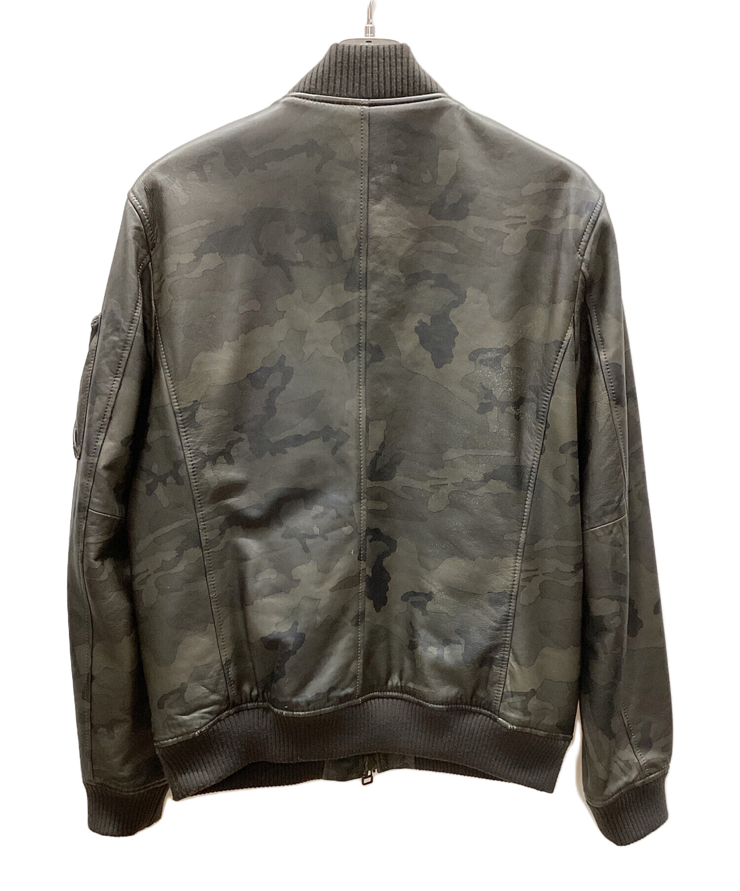 AVIREX ラムレザー ジャケット 希少色 ダークグリーン キルティング