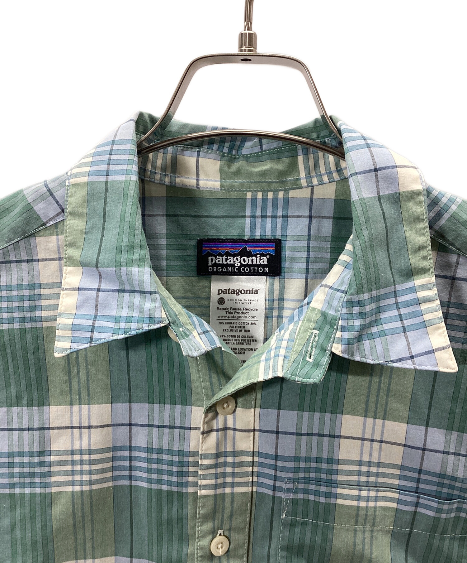 中古・古着通販】Patagonia (パタゴニア) 半袖シャツ ブルー×グリーン