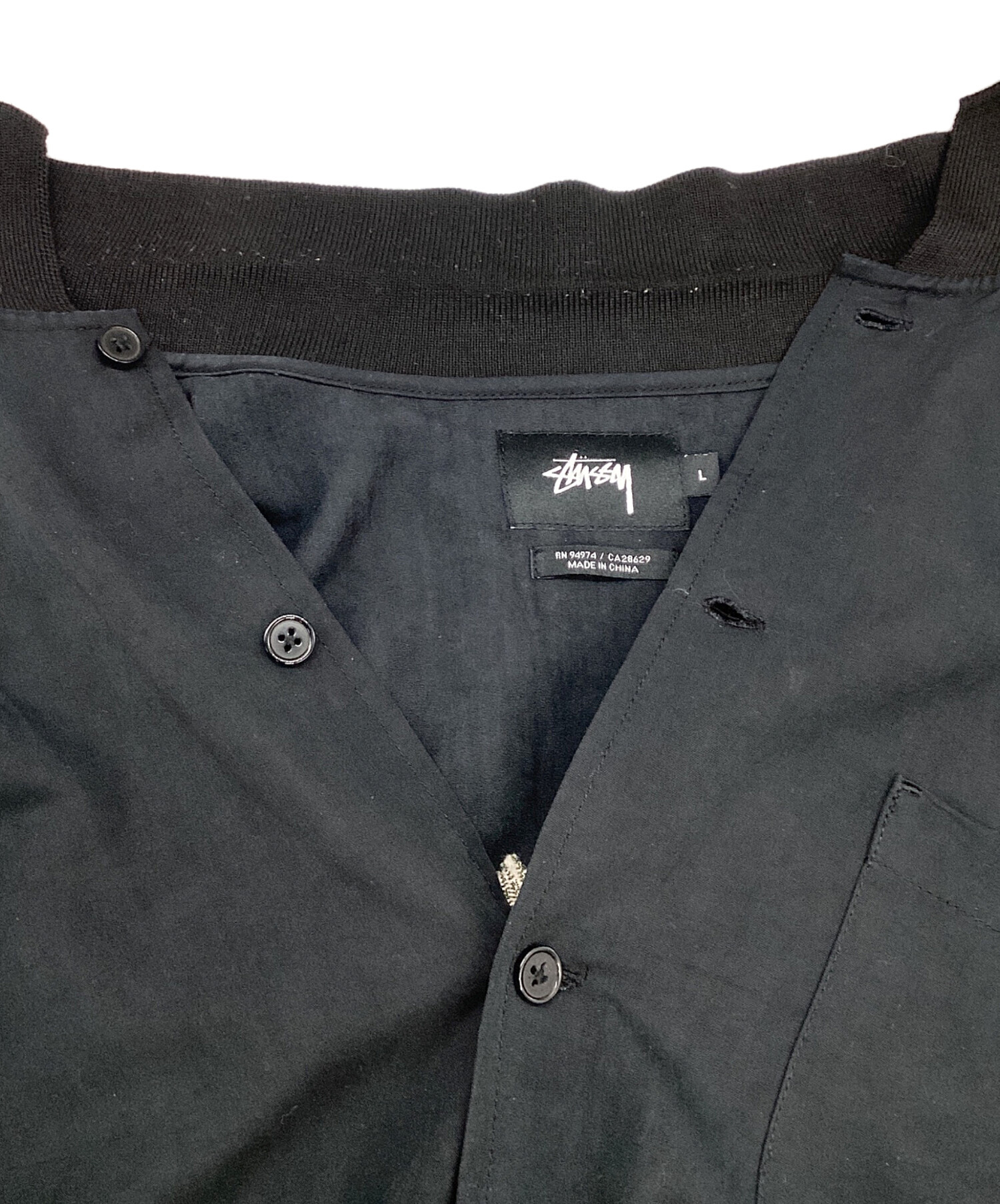 Stussy 黒 Lサイズ 刺繍シャツ　新品 中古・古着通販】stussy (ステューシー) 刺繍シャツ ブラック サイズ:L