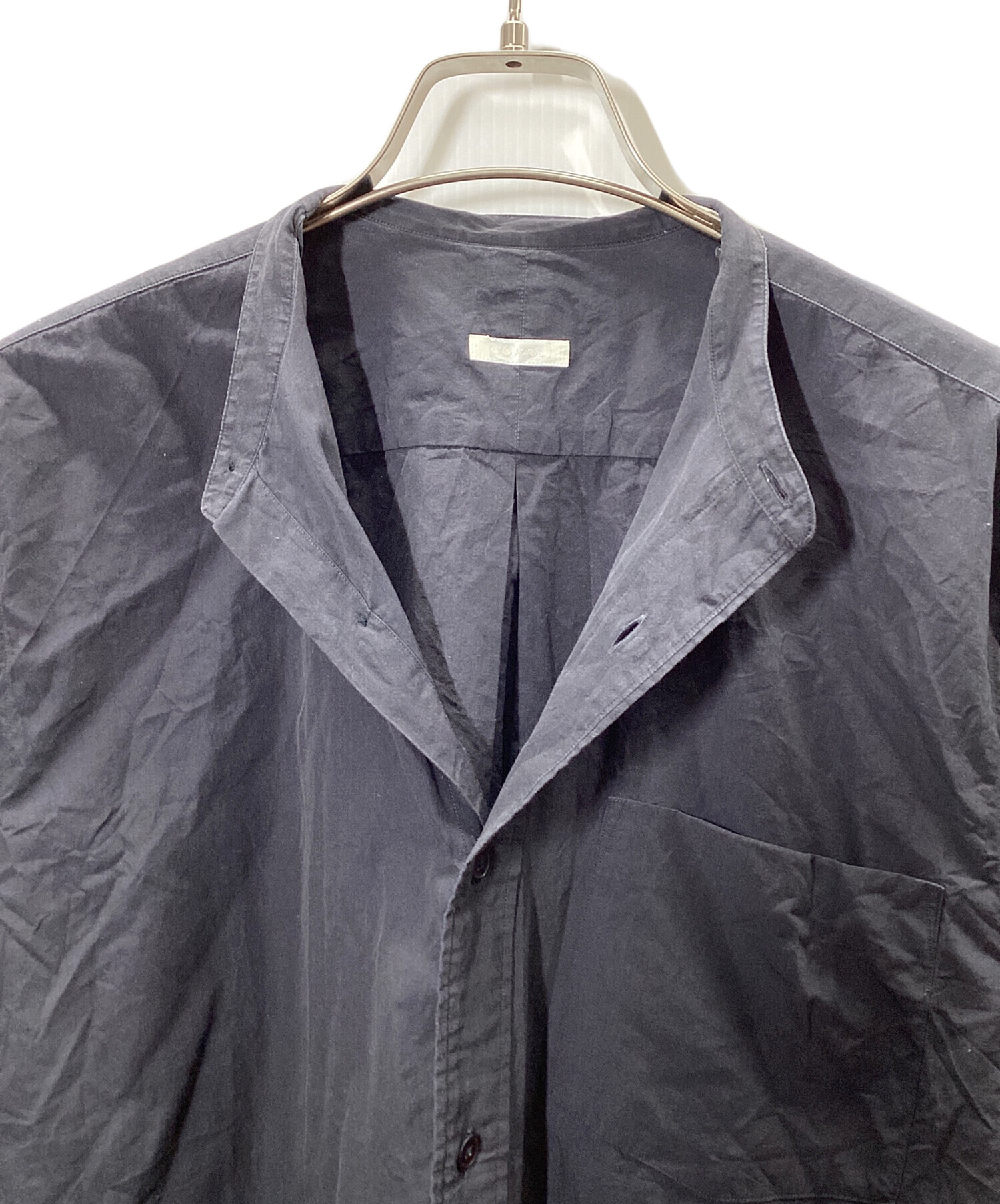 中古・古着通販】COMOLI (コモリ) バンドカラーシャツ ネイビー サイズ 