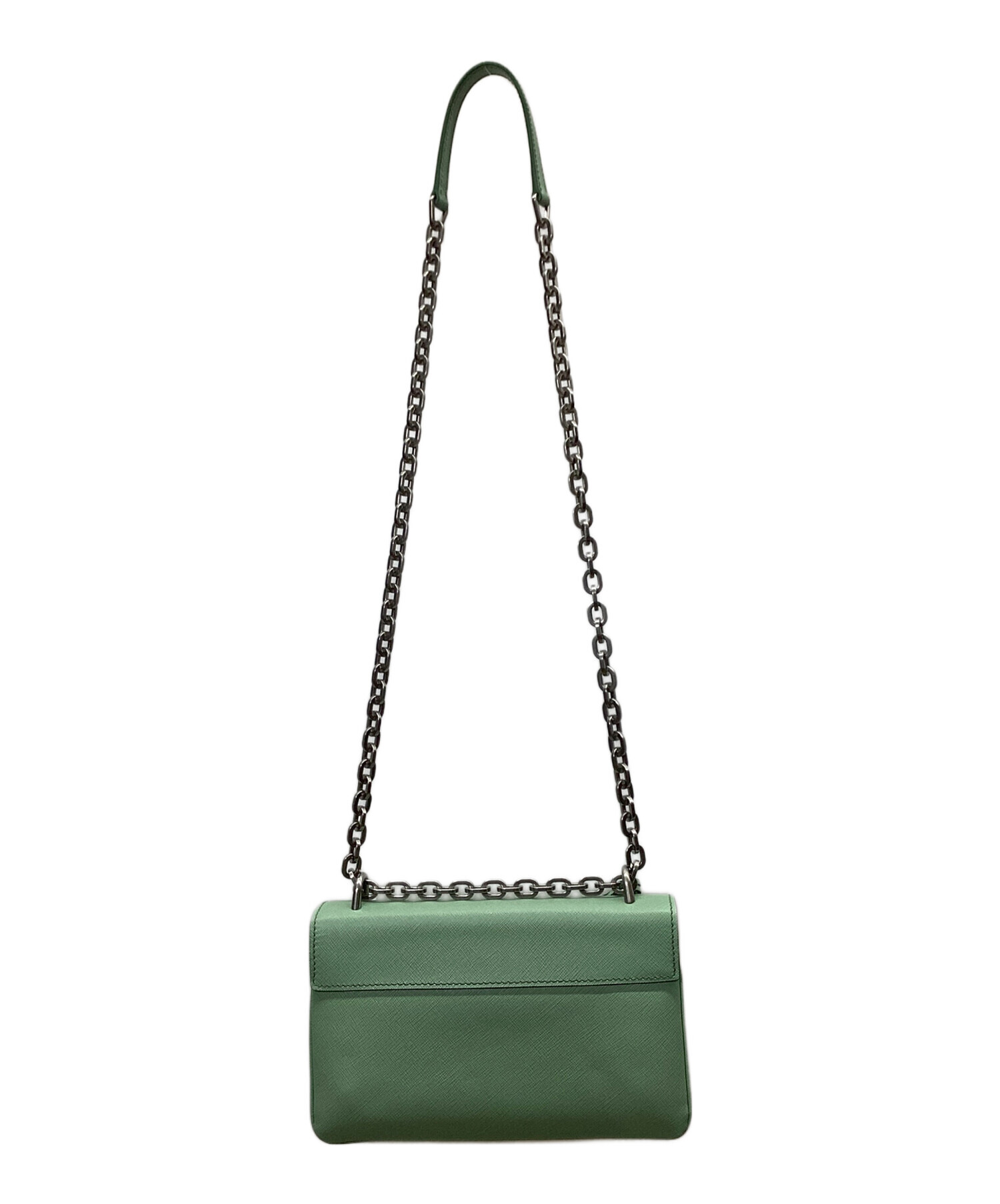良品 PRADA プラダ キルティング プラチェーン ショルダーバッグ グリーン レディース 古着 中古 USED PRADA - プラダ 緑 チェーン ショルダーバッグ ナイロン キルティング