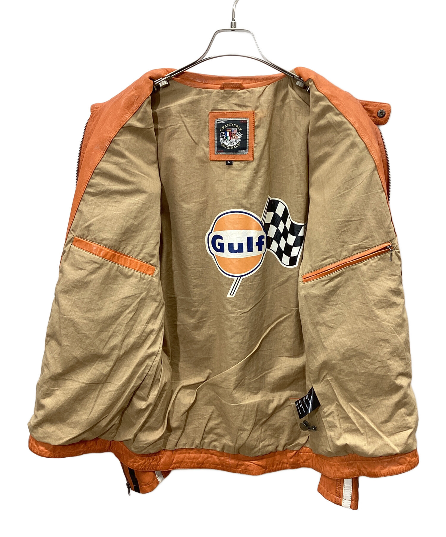 中古・古着通販】GULF (ガルフ) レーシングレザージャケット ブラウン 