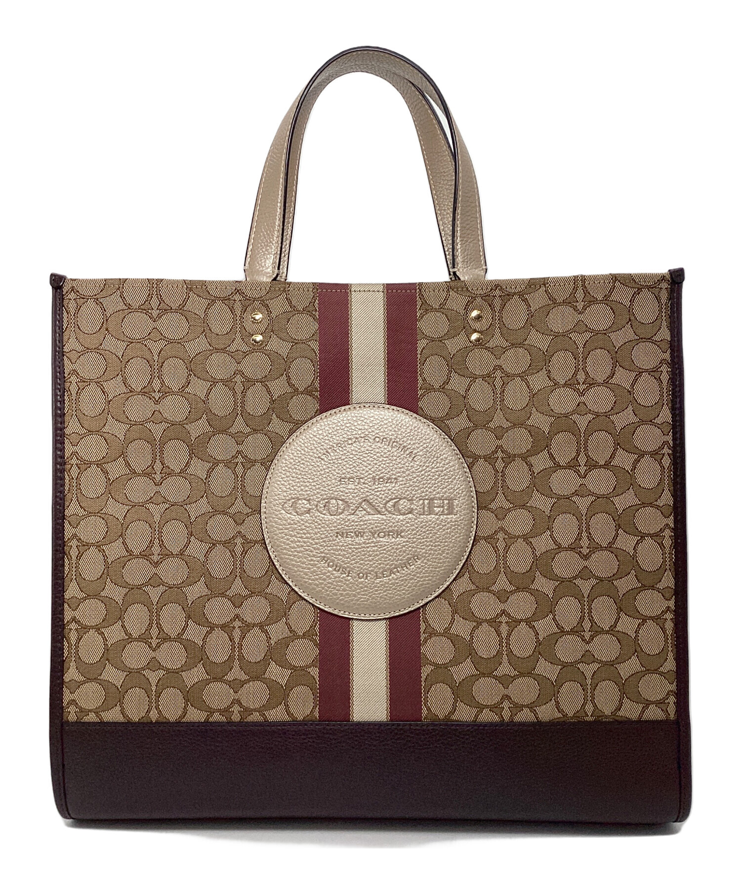COACH デンプシー トート シグネチャー ジャカード アンド コーチ パッチ