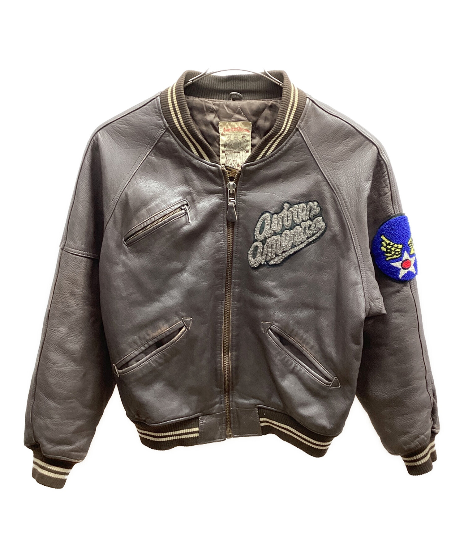 中古・古着通販】AVIREX (アヴィレックス) レザースタジャン ブラウン