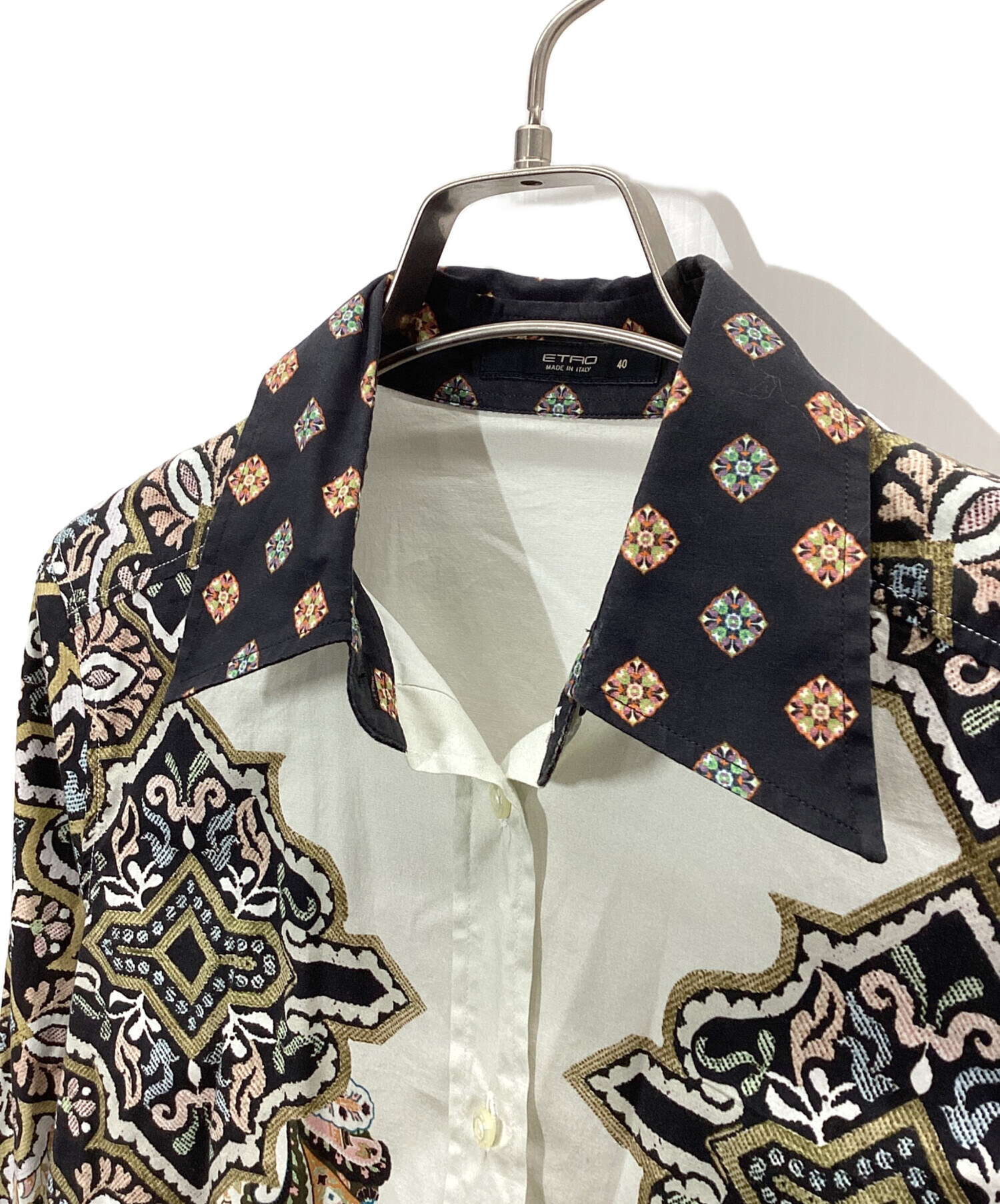 中古・古着通販】ETRO (エトロ) 長袖シャツ ブラック×ホワイト サイズ