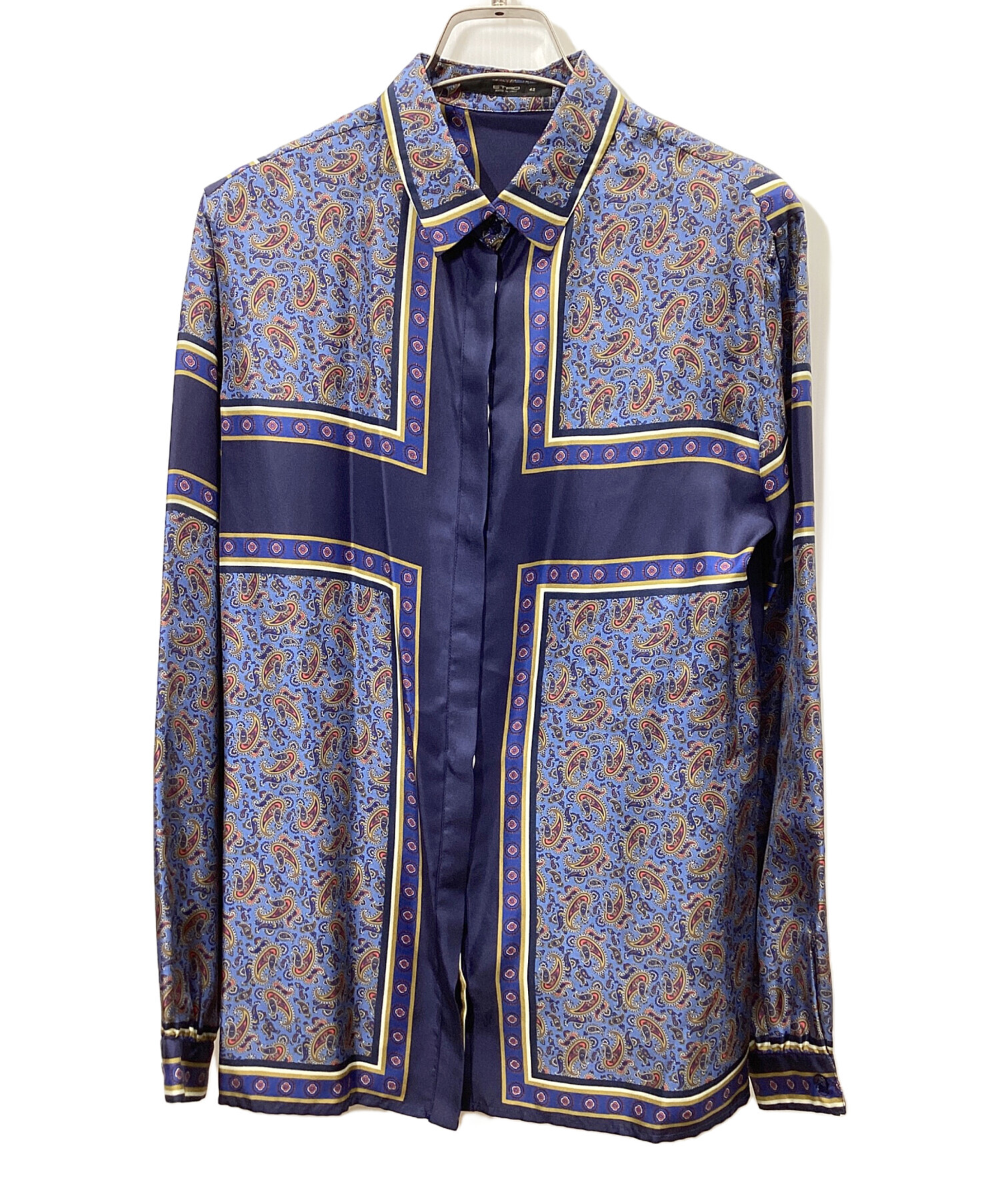 中古・古着通販】ETRO (エトロ) 長袖シルクシャツ ブルー サイズ:42 