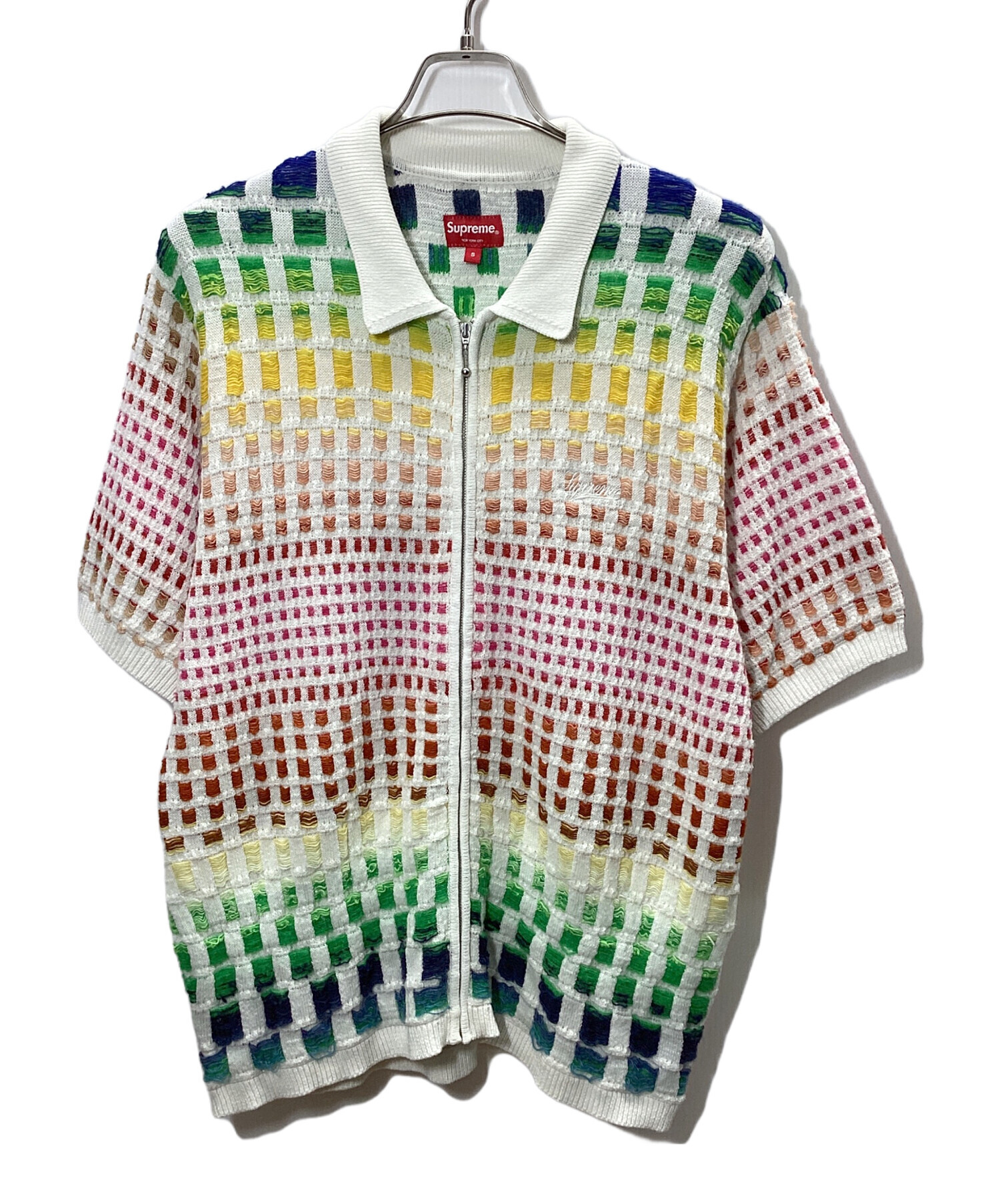 Supreme Gradient Grid Zip Up Polo Brown