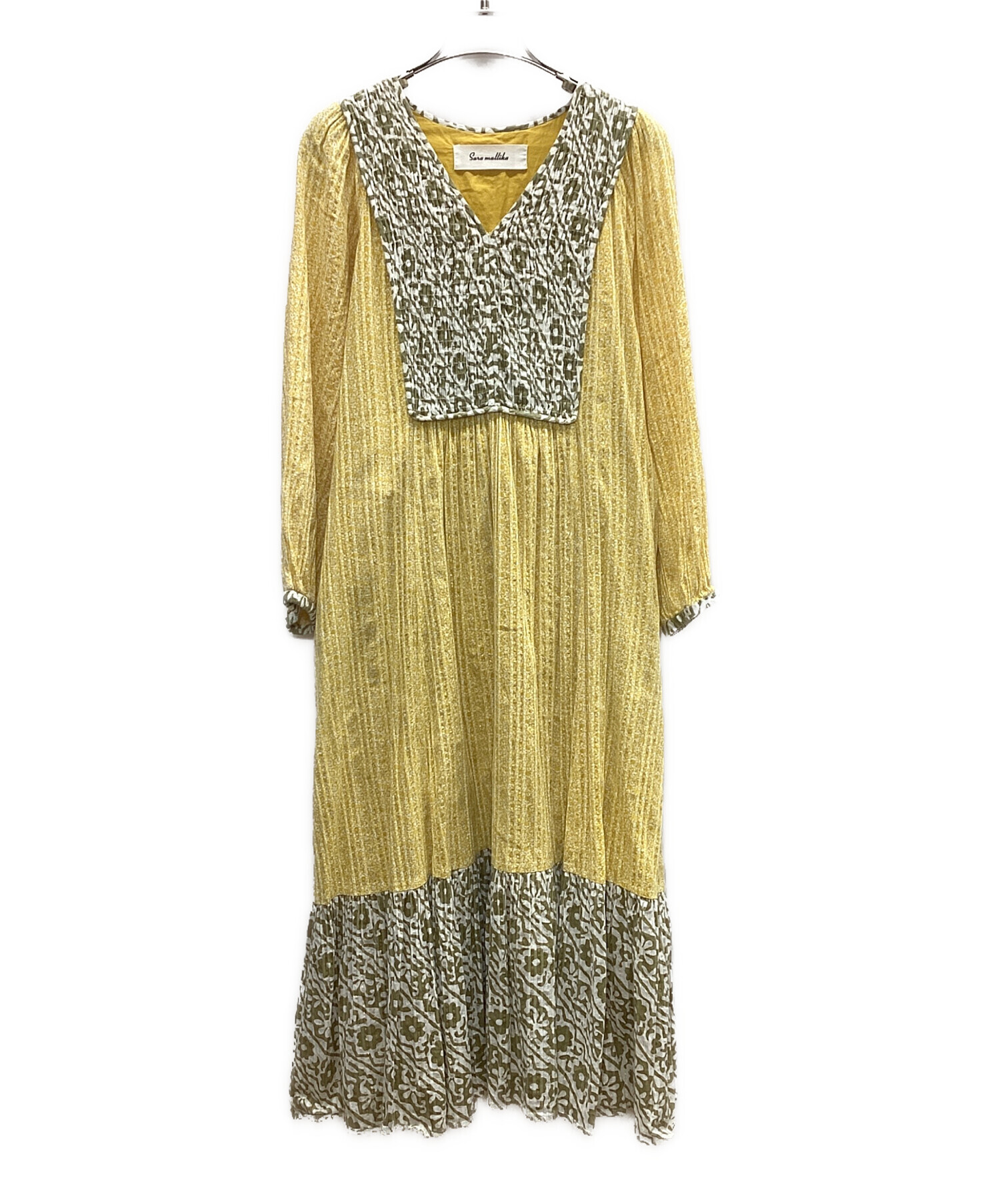 ☆sara mallika☆ 23AW 長袖ロングワンピース 中古・古着通販】sara mallika (サラマリカ) 長袖ワンピース イエロー