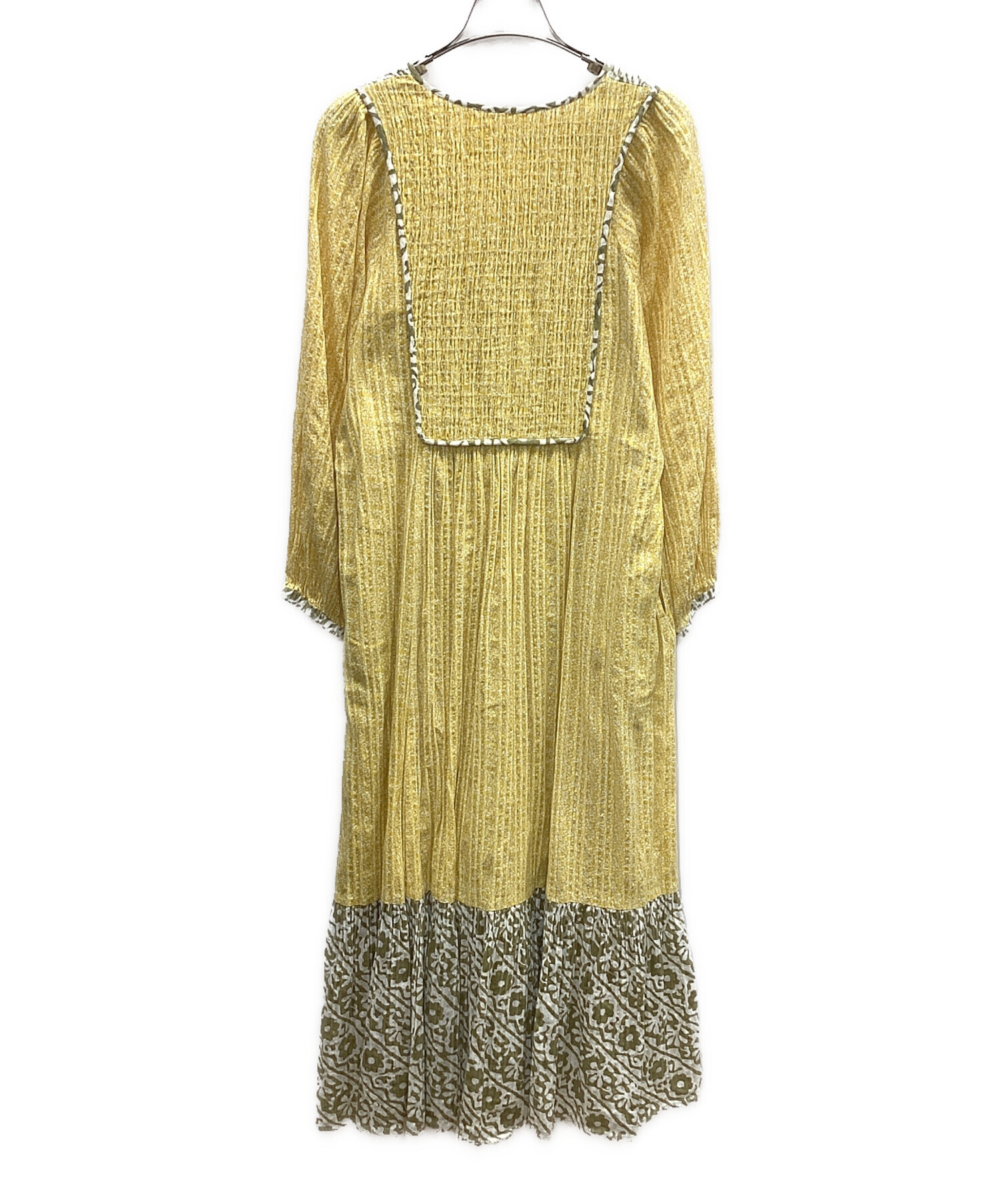 【新品未使用品】Sara mallika サラマリカ ワンピース 黄 総柄 中古・古着通販】sara mallika (サラマリカ) 長袖ワンピース イエロー