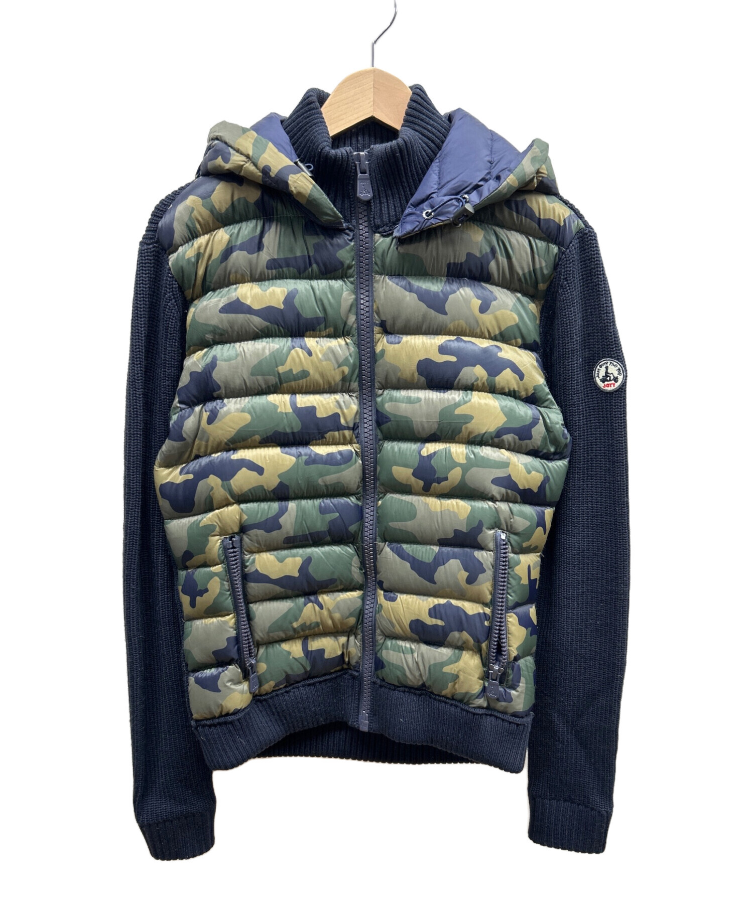 美品 ジョット JOTT ジャンピング ダウンジャケット ニット切り替え M 紺 JOTT（ジョット） Jumping ジャンピング アウター ダウンジャケット