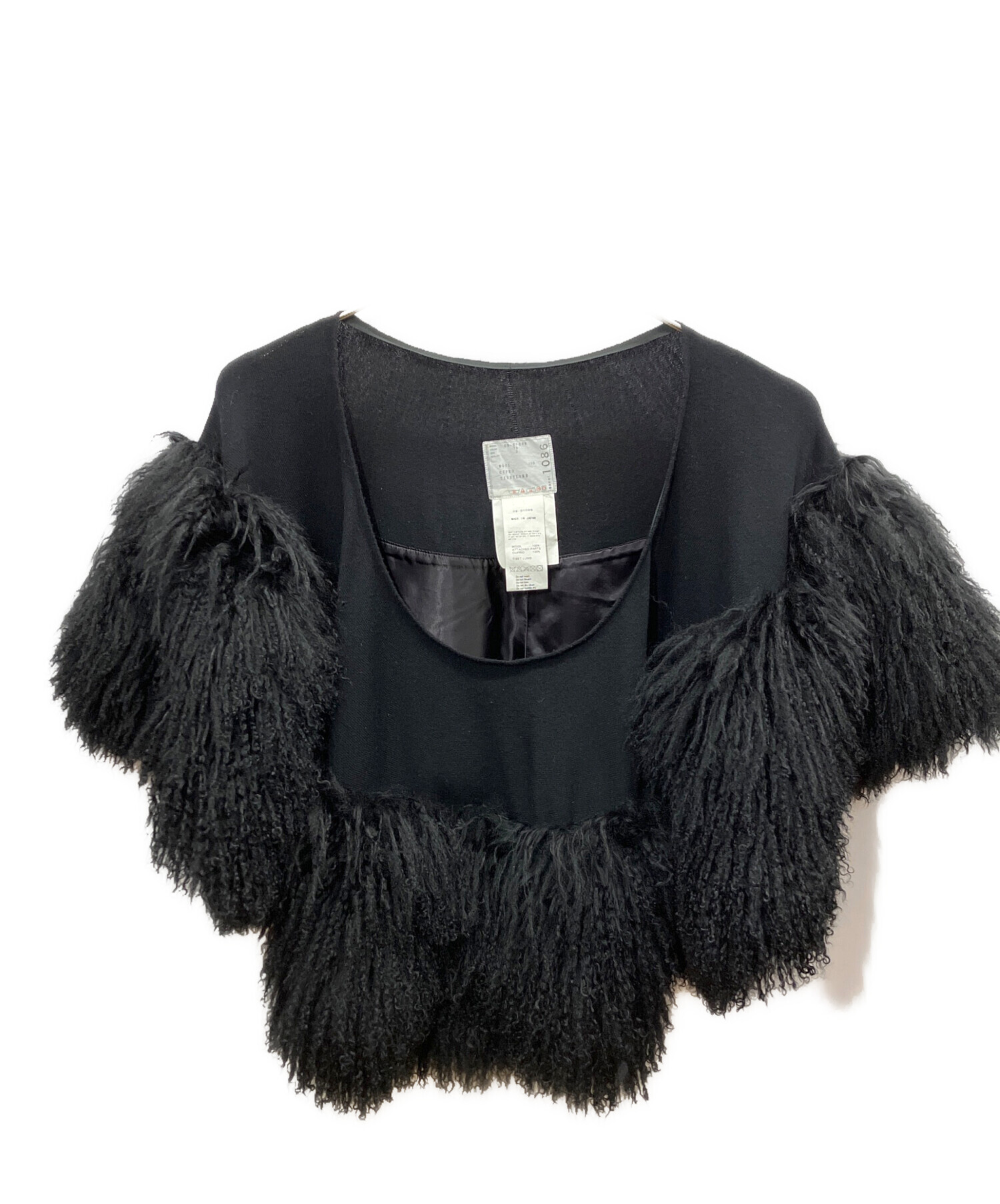 中古・古着通販】sacai (サカイ) ファーポンチョ ブラック サイズ:2 