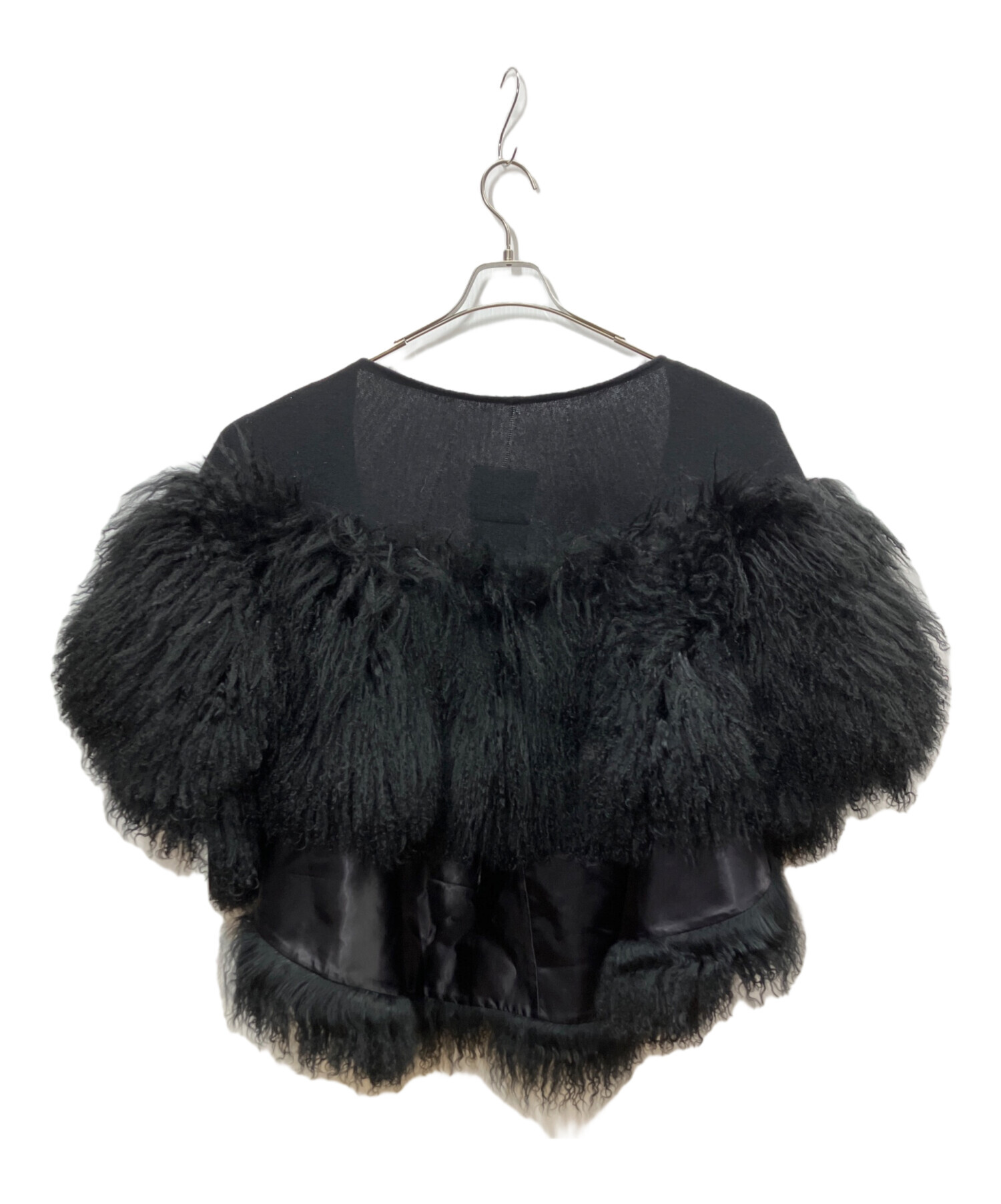 中古・古着通販】sacai (サカイ) ファーポンチョ ブラック サイズ:2