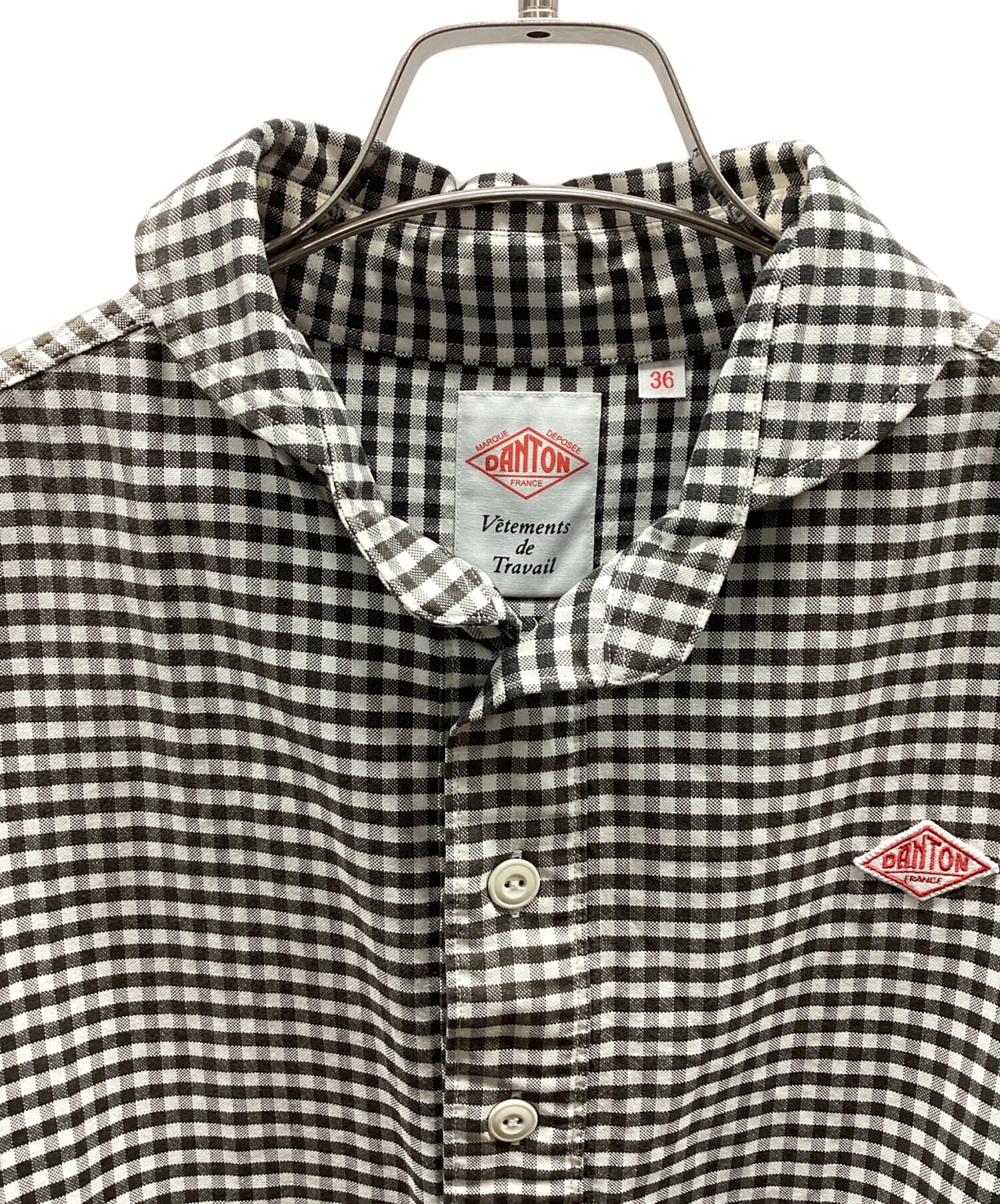 中古・古着通販】DANTON (ダントン) 長袖シャツ ブラック×ホワイト 