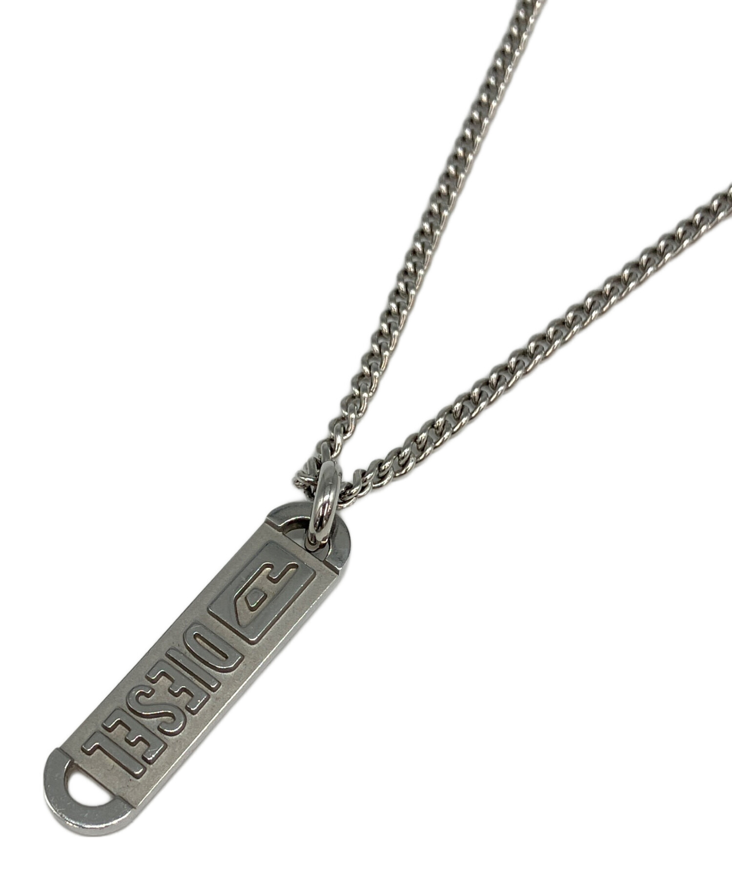 DIESEL ディーゼル ネックレス モヒカン ロゴ プレート シルバーカラー DIESEL（ディーゼル） ネックレス ペンダント アクセサリー 喜平