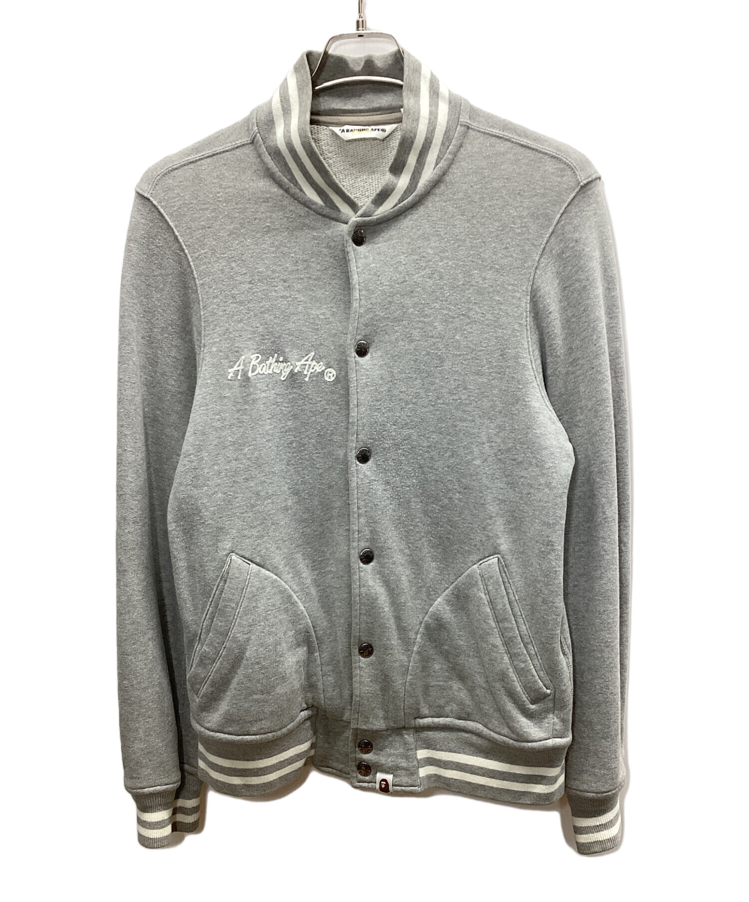 A BATHING APE　 エイプ　スエットスタジャン　グレー　Lサイズ 中古・古着通販】A BATHING APE (ア ベイシング エイプ) スタジャン