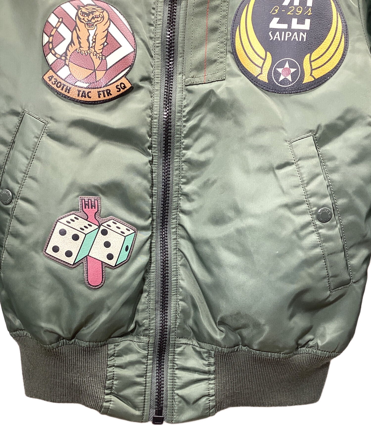 未使用【アヴィレックス】（M）キルティング ジャケット 中綿 カーキ 短丈 中古・古着通販】AVIREX (アヴィレックス) MA-1 トップガン ジャケット