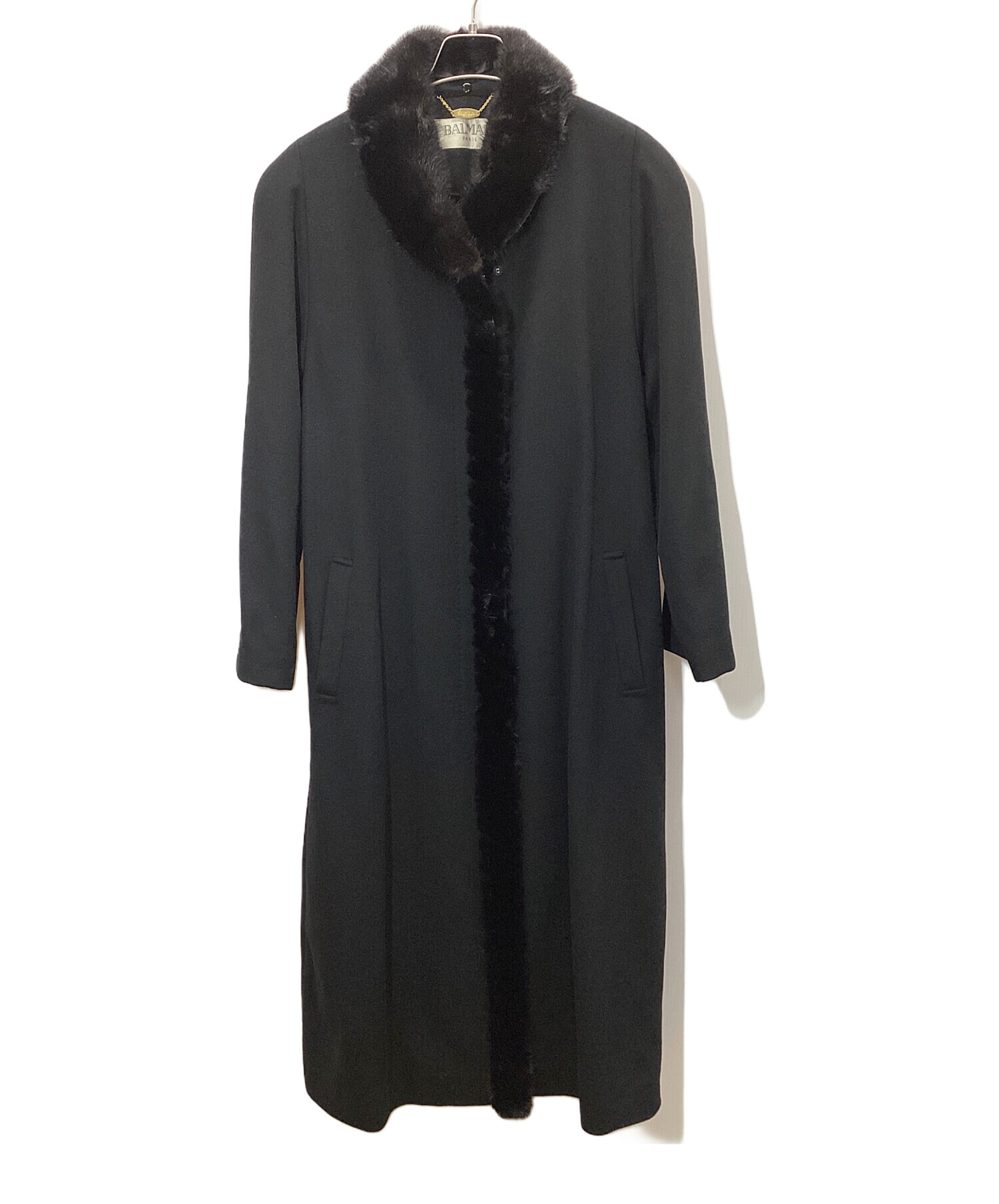 中古・古着通販】BALMAIN (バルマン) カシミヤコート ブラック サイズ