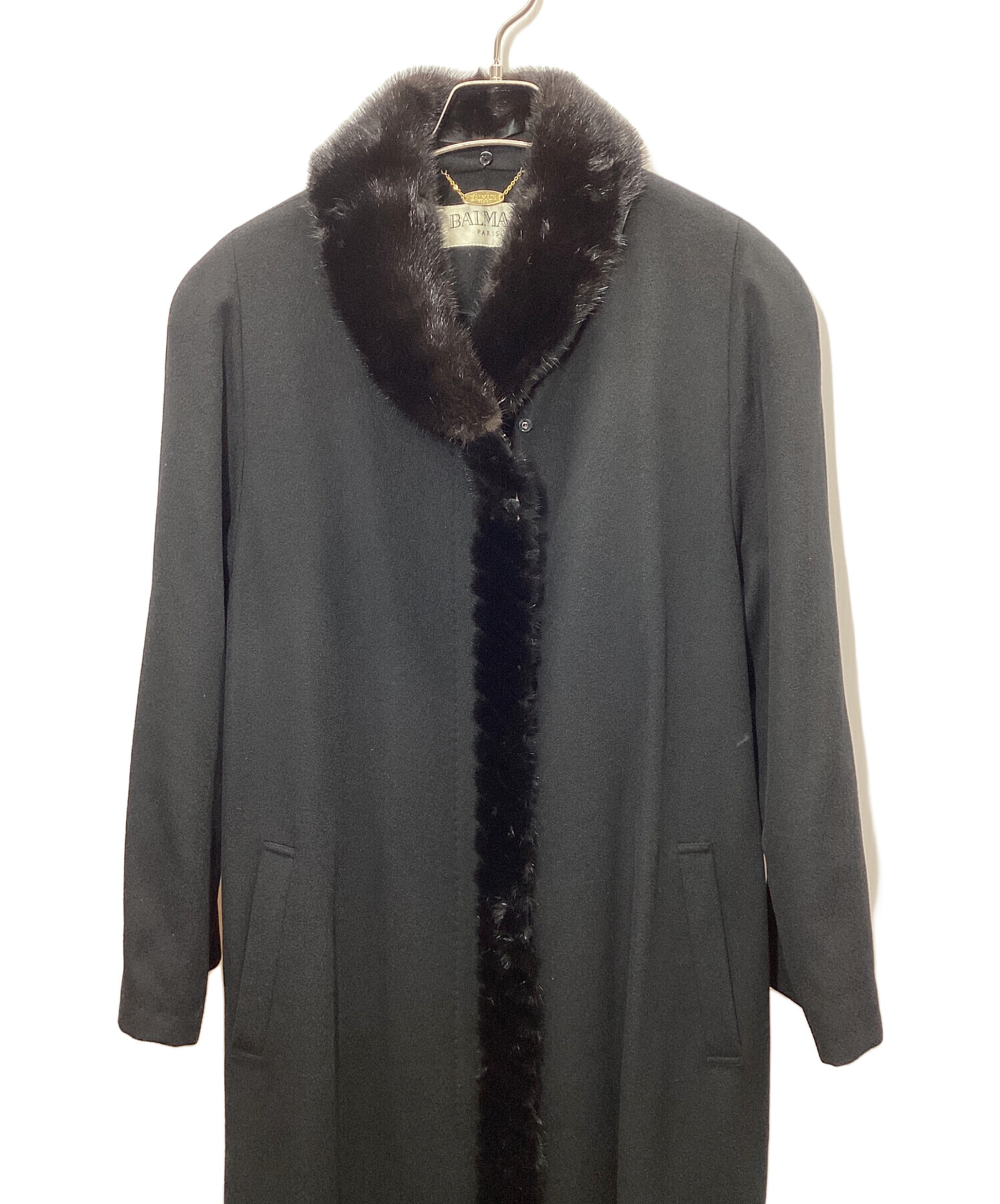 中古・古着通販】BALMAIN (バルマン) カシミヤコート ブラック サイズ