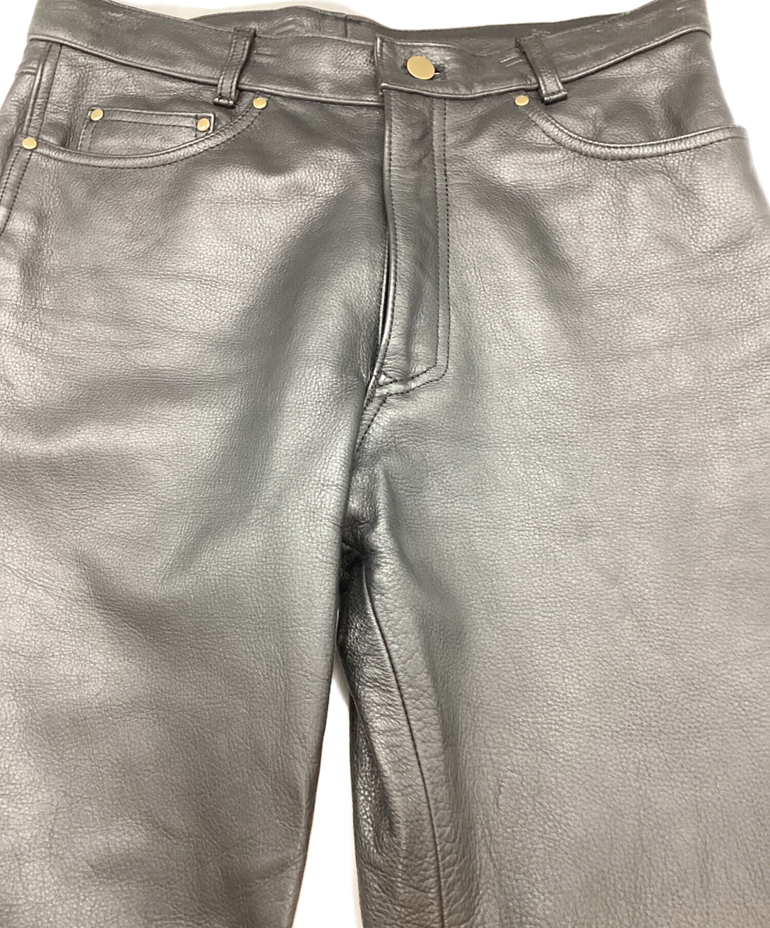 oldnavy navys バイク用レザーパンツ 中古・古着通販】OLD NAVY (オールドネイビー) レザーパンツ ブラック