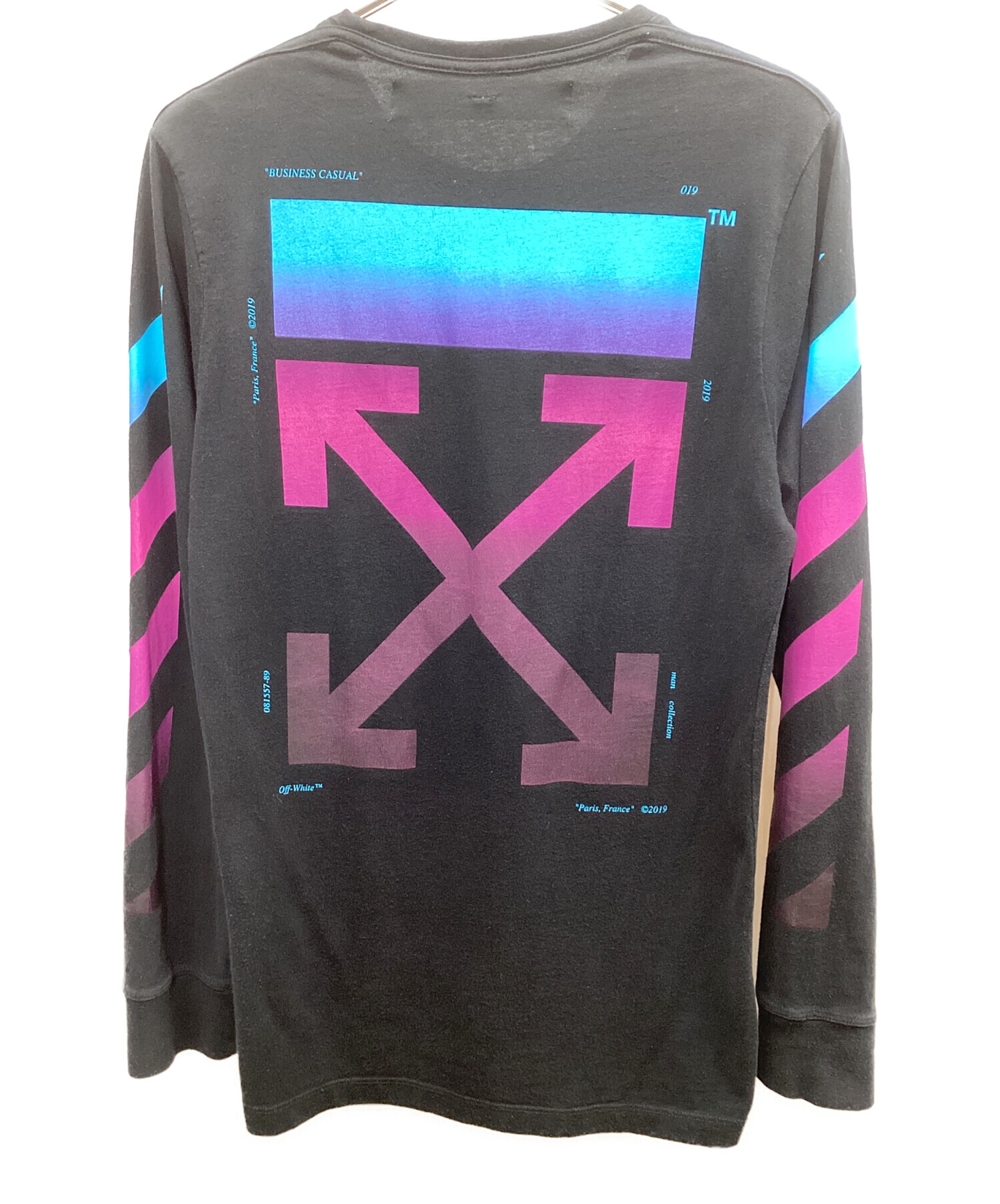 中古・古着通販】OFFWHITE (オフホワイト) 長袖Tシャツ ブラック