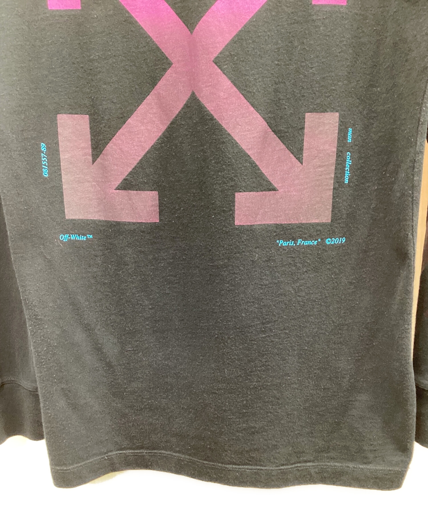 中古・古着通販】OFFWHITE (オフホワイト) 長袖Tシャツ ブラック