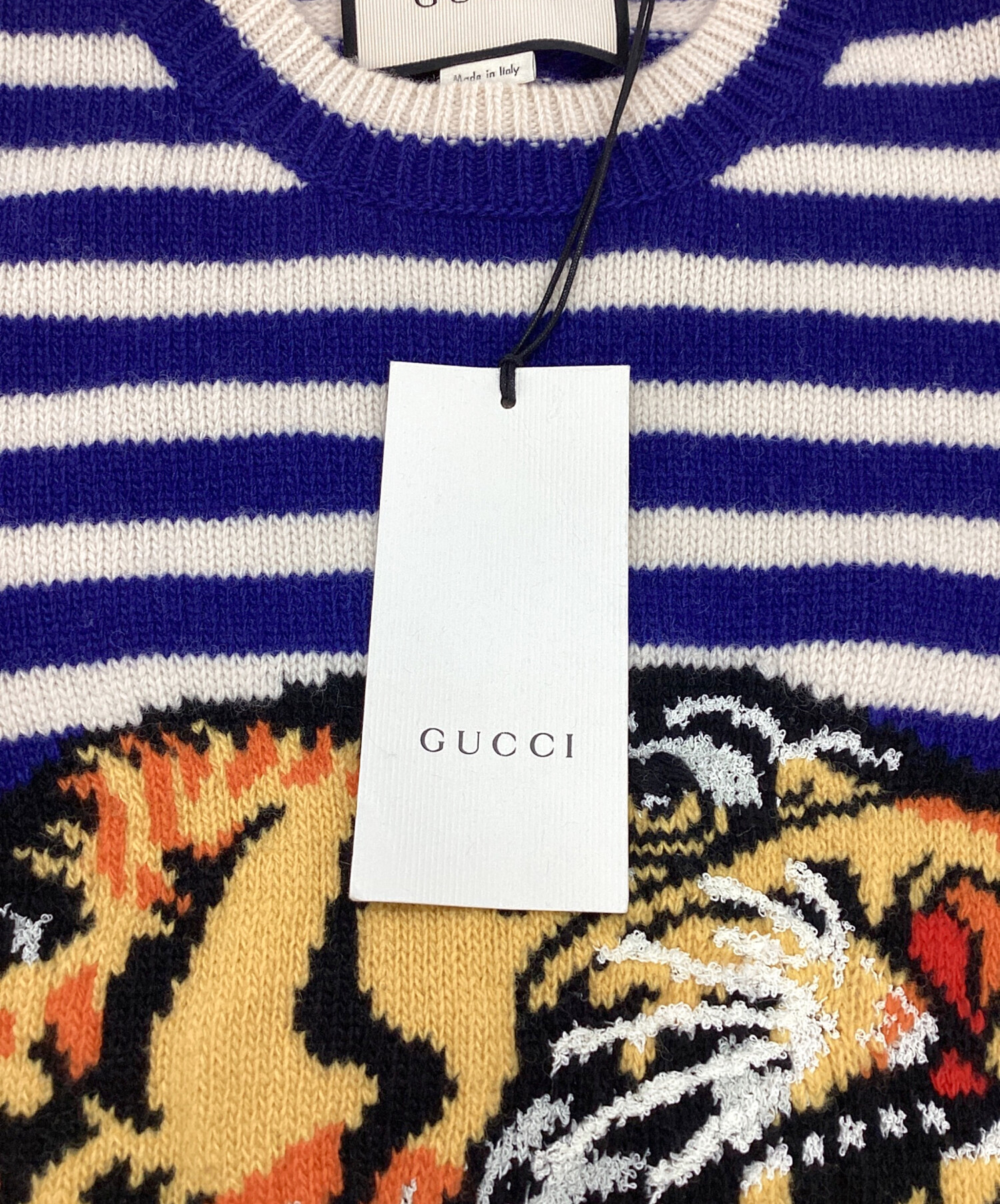 中古・古着通販】GUCCI (グッチ) GUCCI ニット ブルー×ホワイト サイズ