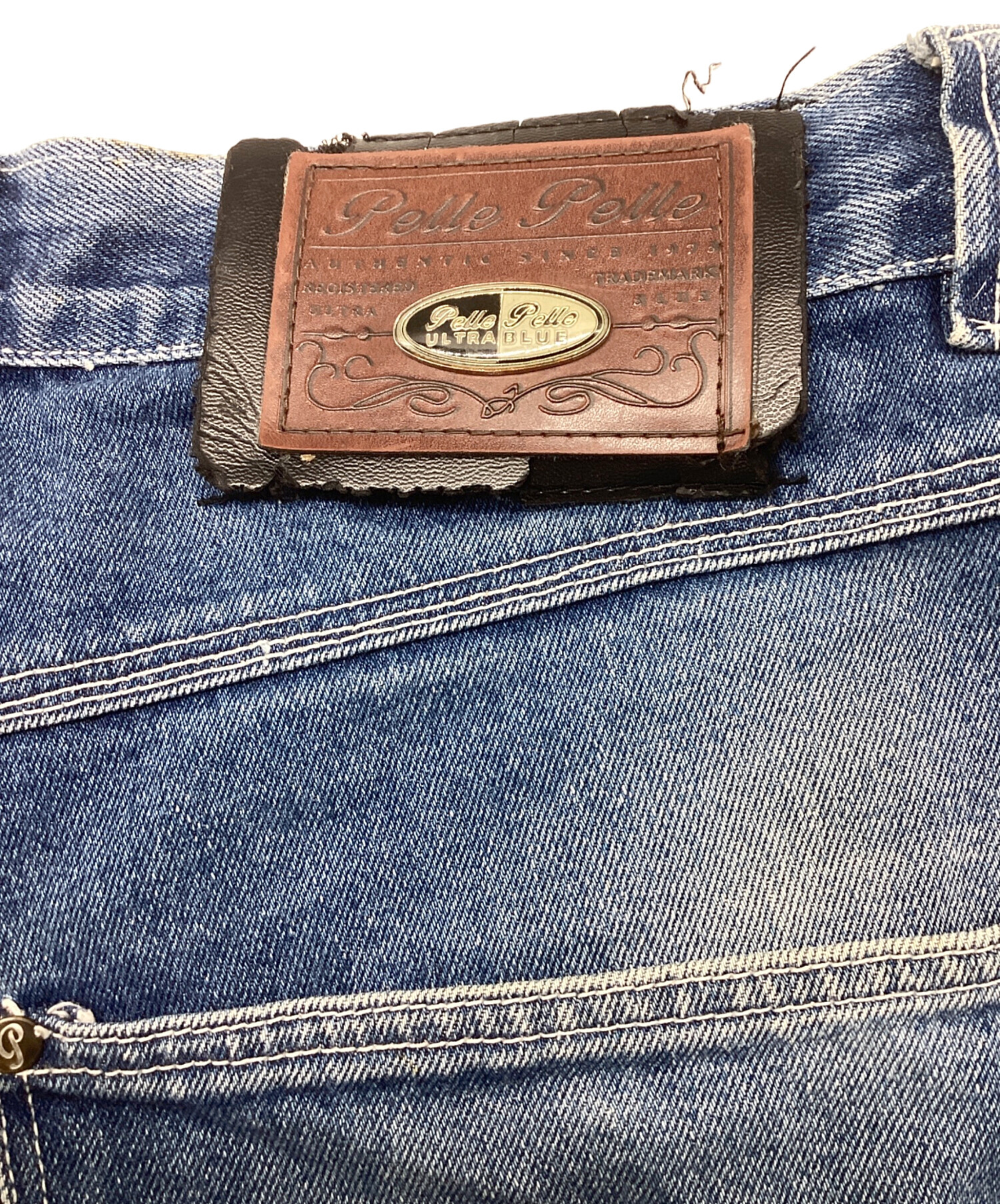中古・古着通販】pellepelle (ペレペレ) デニムハーフパンツ ブルー