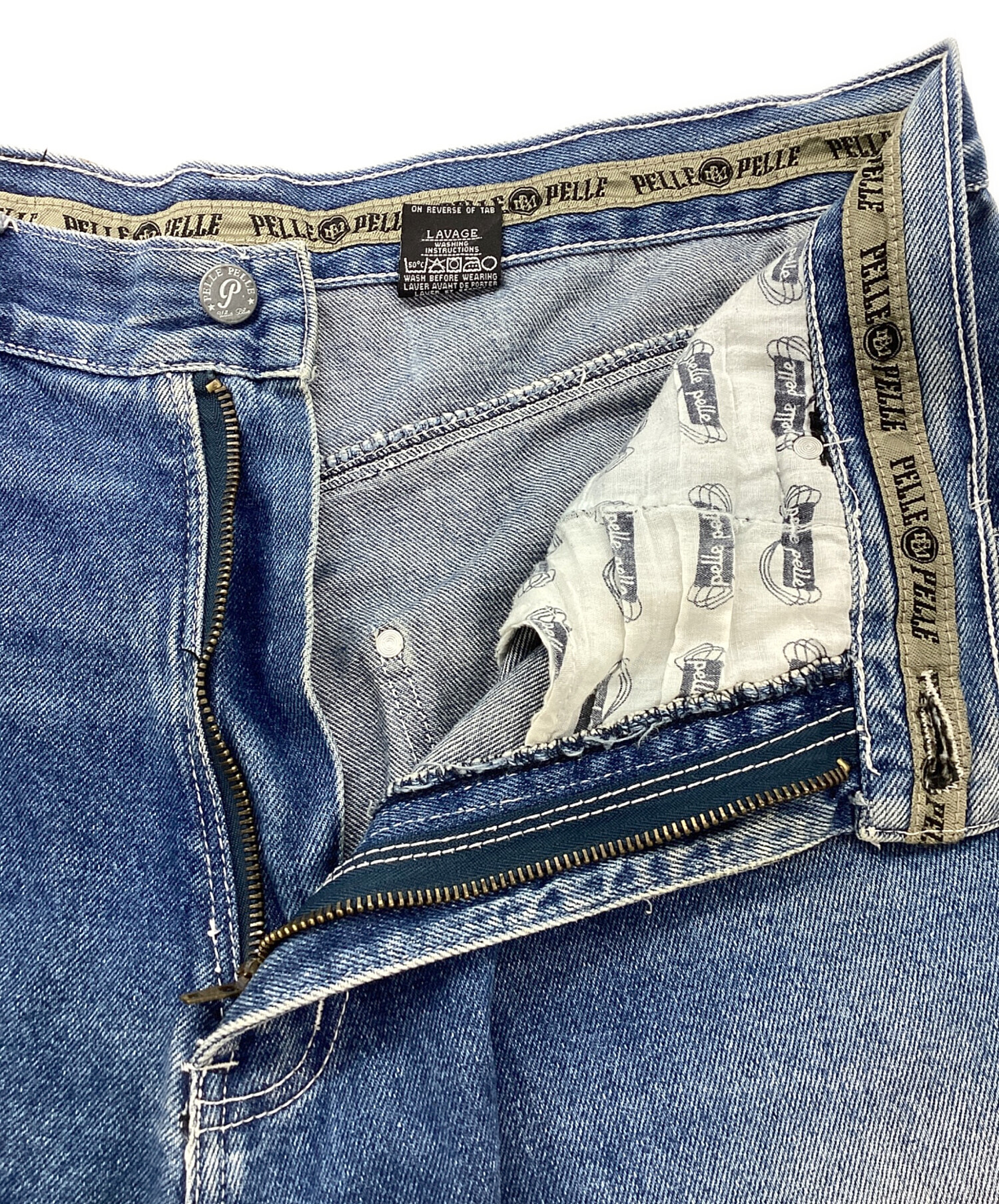 中古・古着通販】pellepelle (ペレペレ) デニムハーフパンツ ブルー