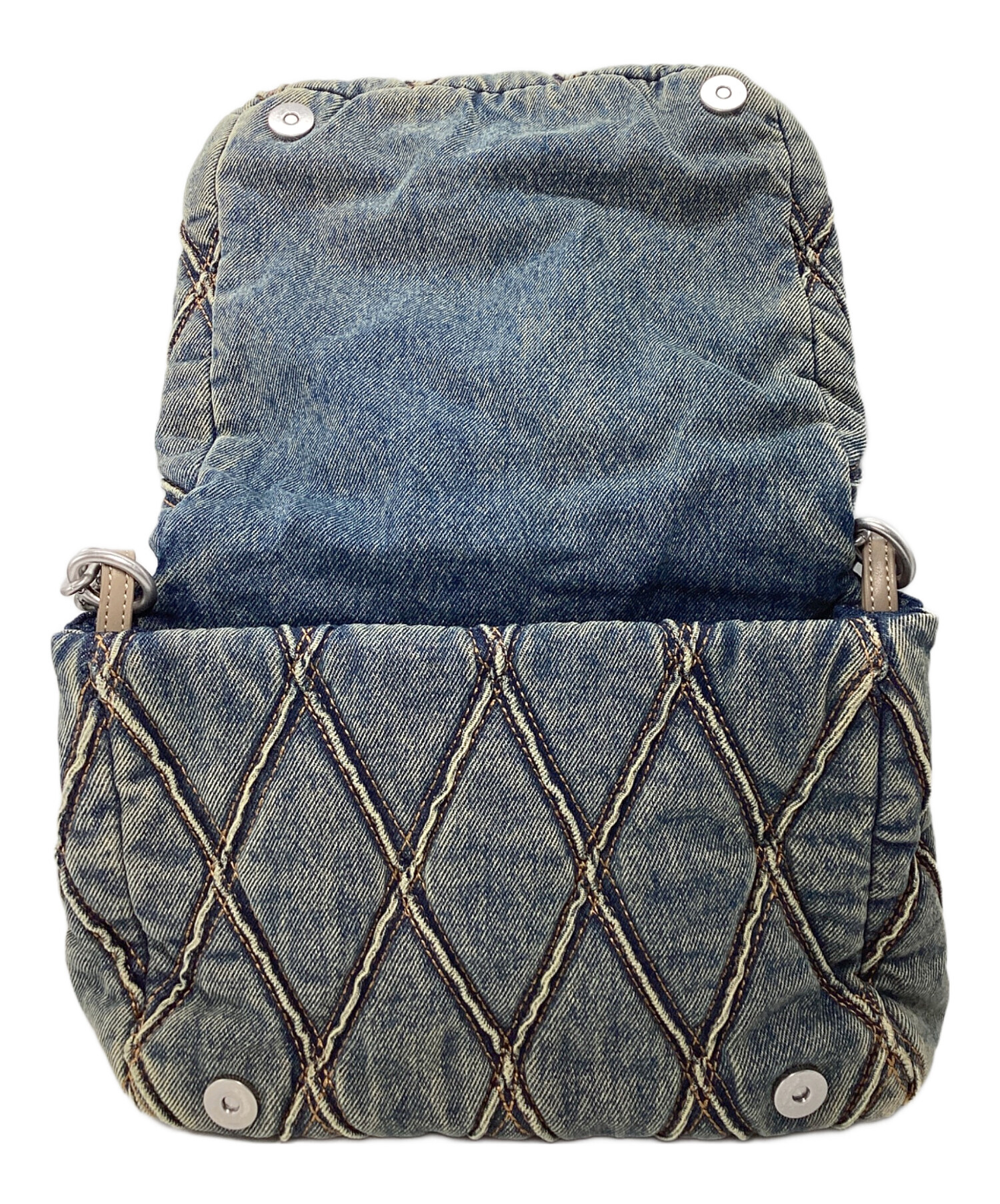 DIESEL デニムバッグ Women's Grab-D-Large scrunched hobo bag in treated denim | Blue