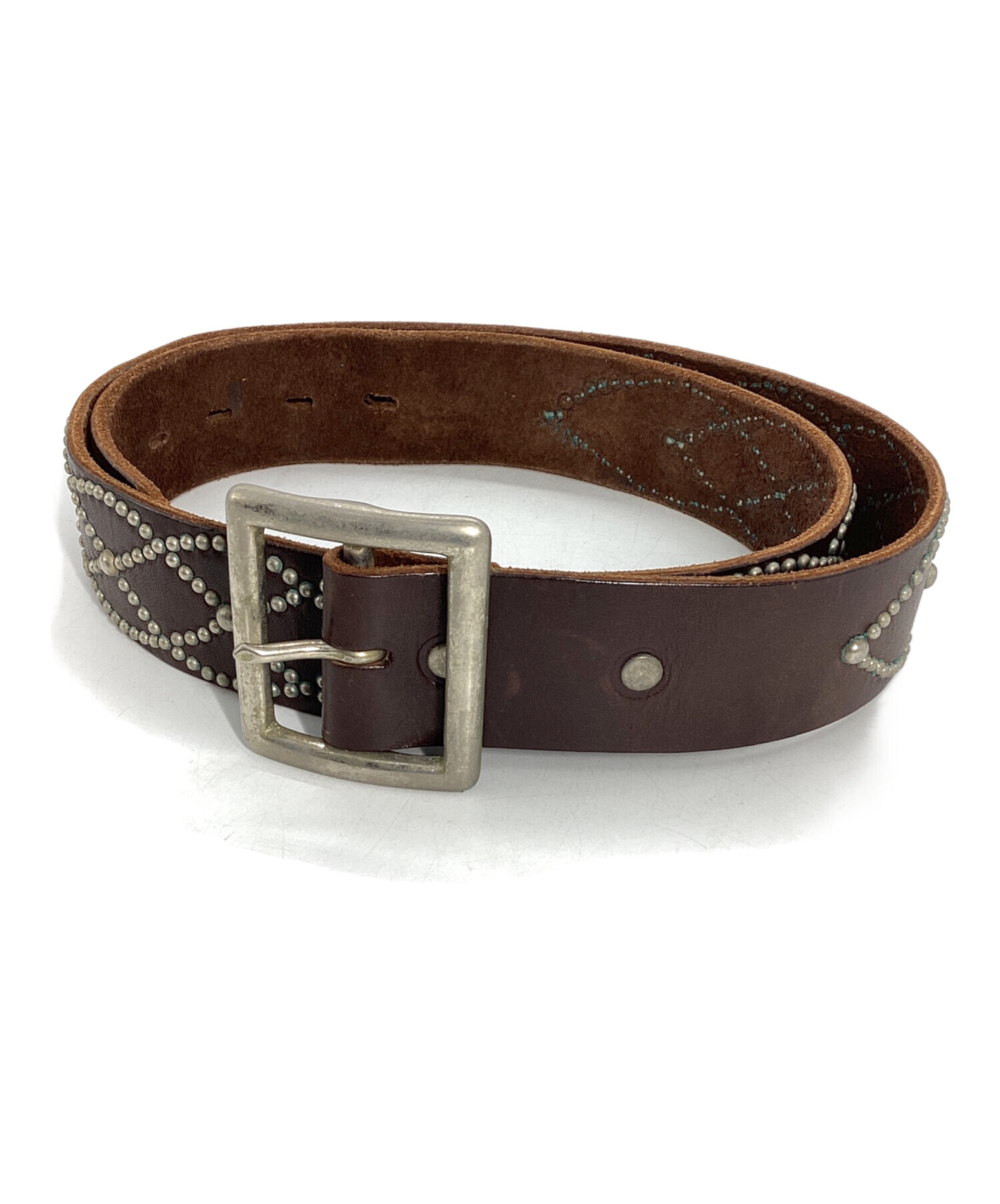 中古・古着通販】htc (エイチティーシー) スタッズベルト ブラウン