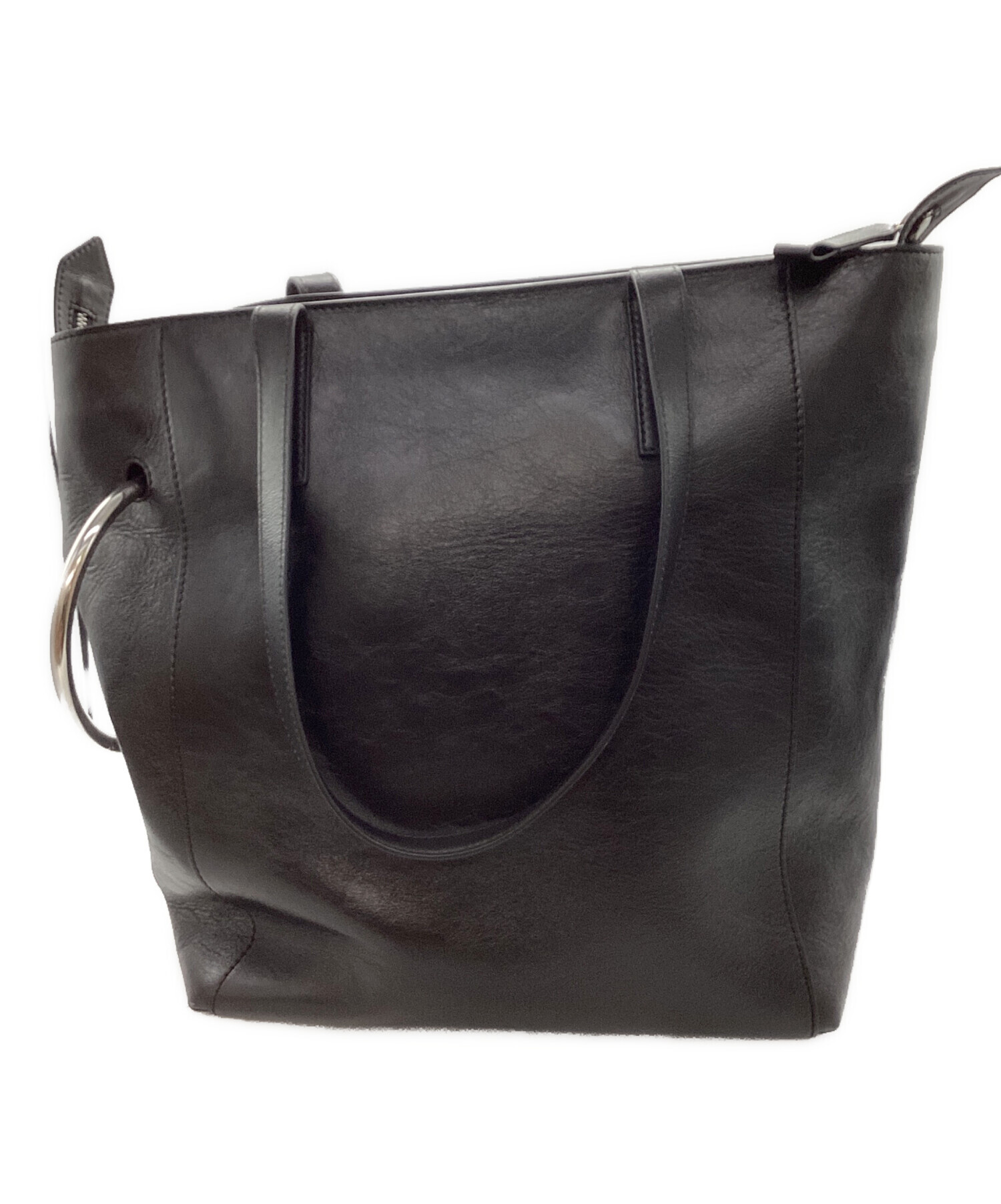 新品未使用　ドリスヴァンノッテン　レザートートバッグ　ブラック 中古・古着通販】DRIES VAN NOTEN (ドリスヴァンノッテン) トート
