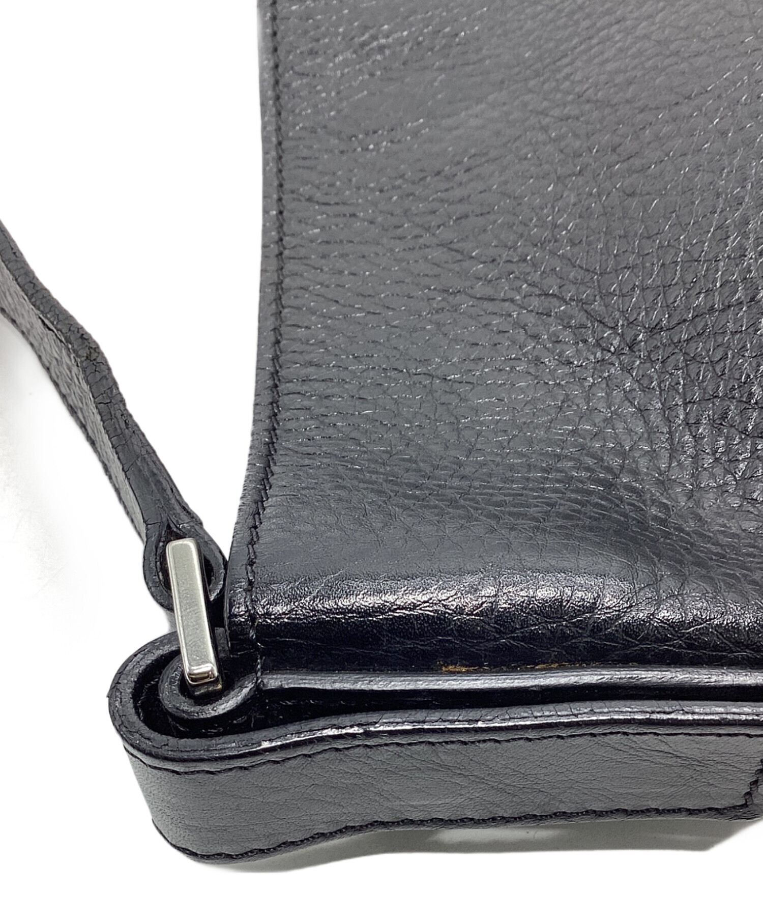 中古・古着通販】HIROFU (ヒロフ) レザーショルダーバッグ ブラック