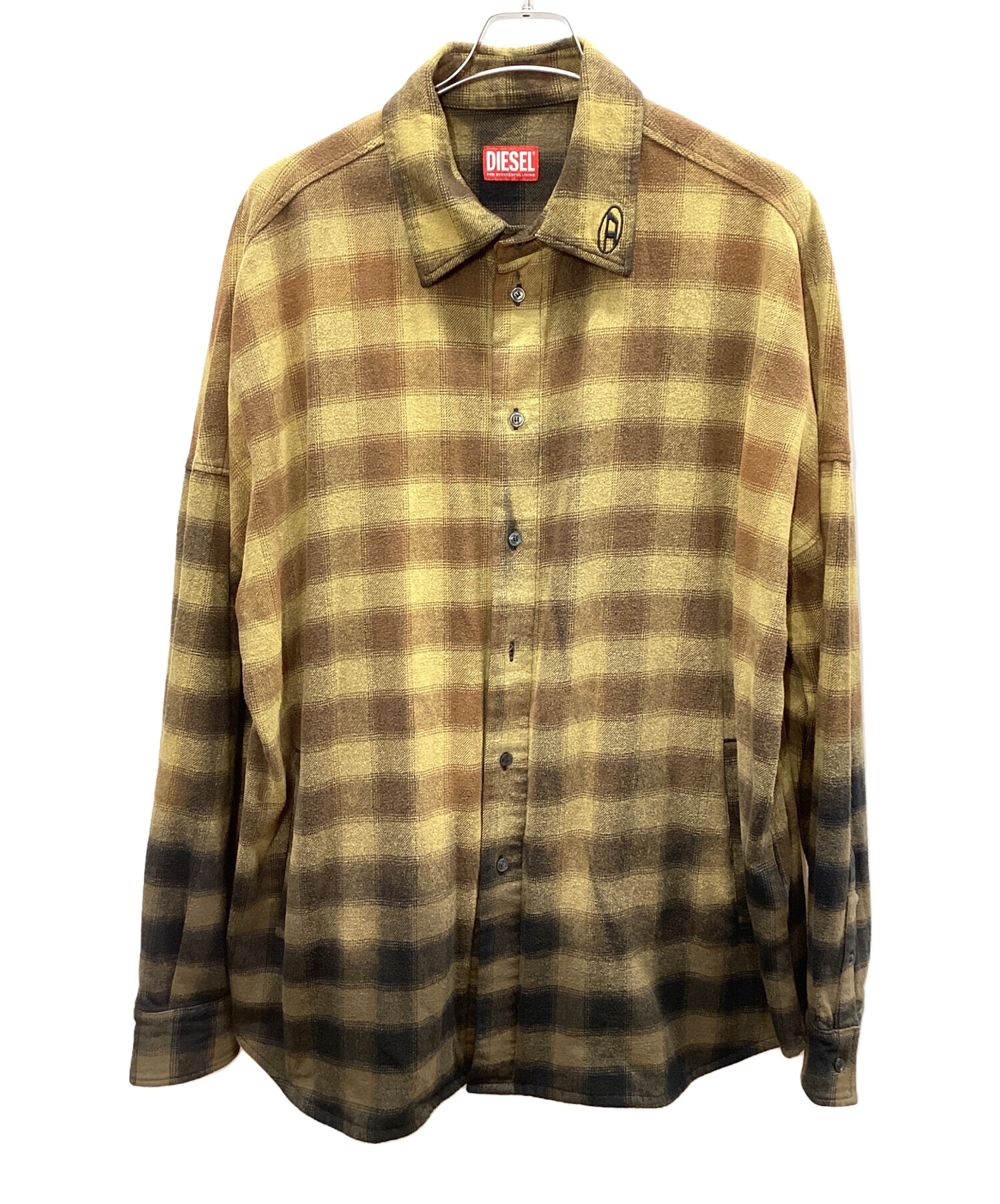 中古・古着通販】DIESEL (ディーゼル) 長袖シャツ ブラウン×ベージュ 