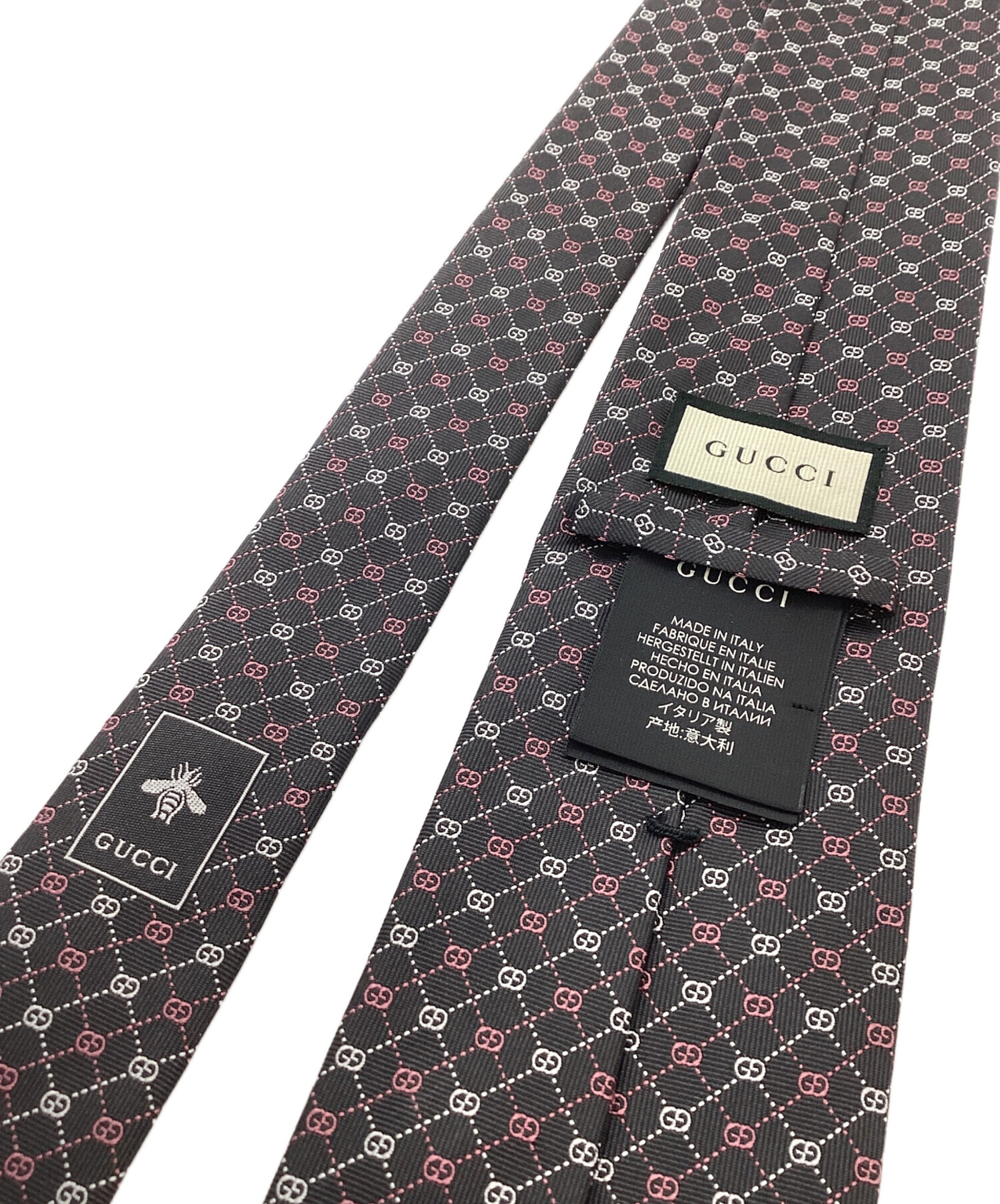 中古・古着通販】GUCCI (グッチ) ネクタイ ブラック×ピンク サイズ