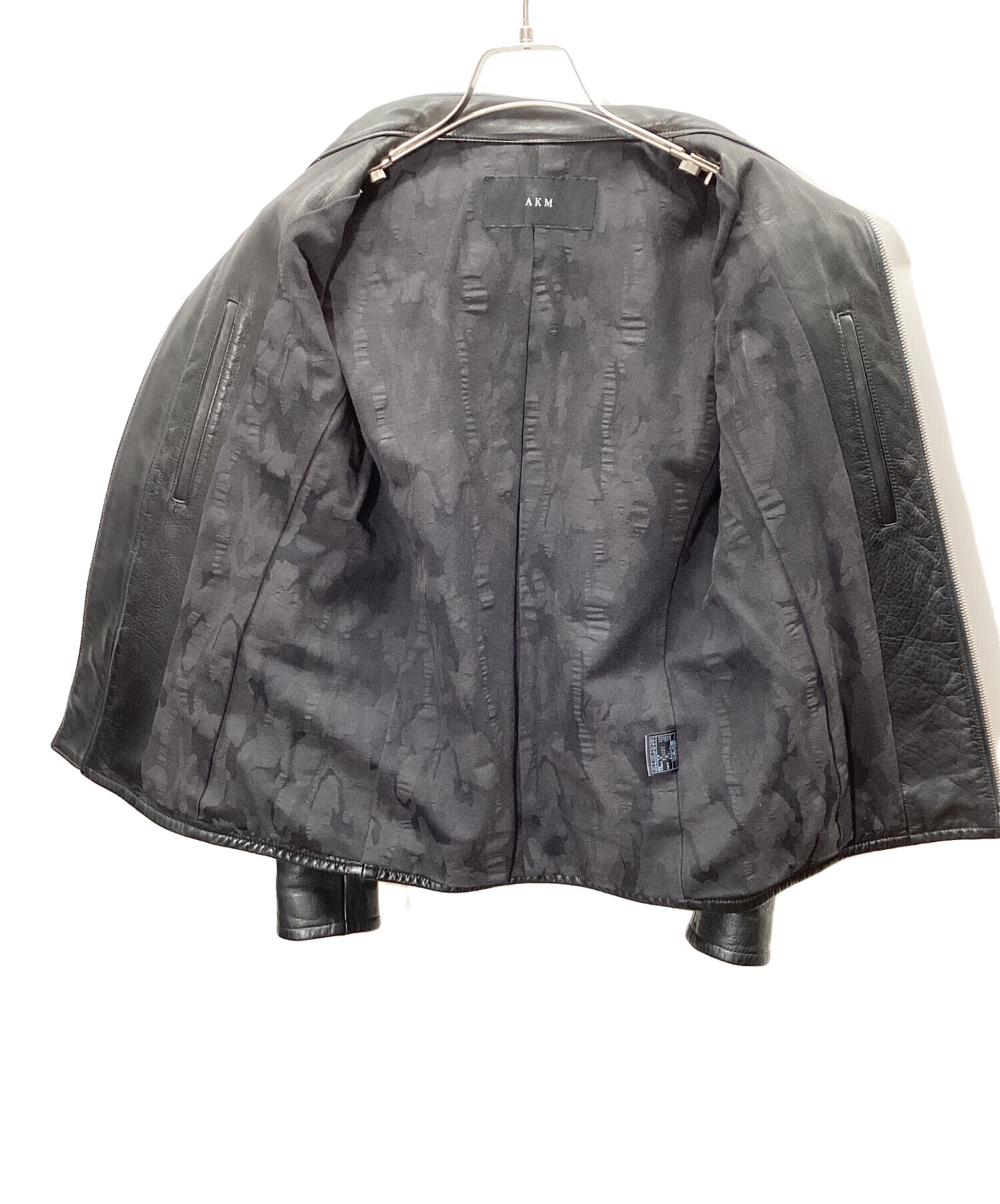 AKM エーケーエム ミリタリーブルゾン S 黒 【古着】【中古】 中古・古着通販】AKM (エーケーエム) シングルライダースジャケット