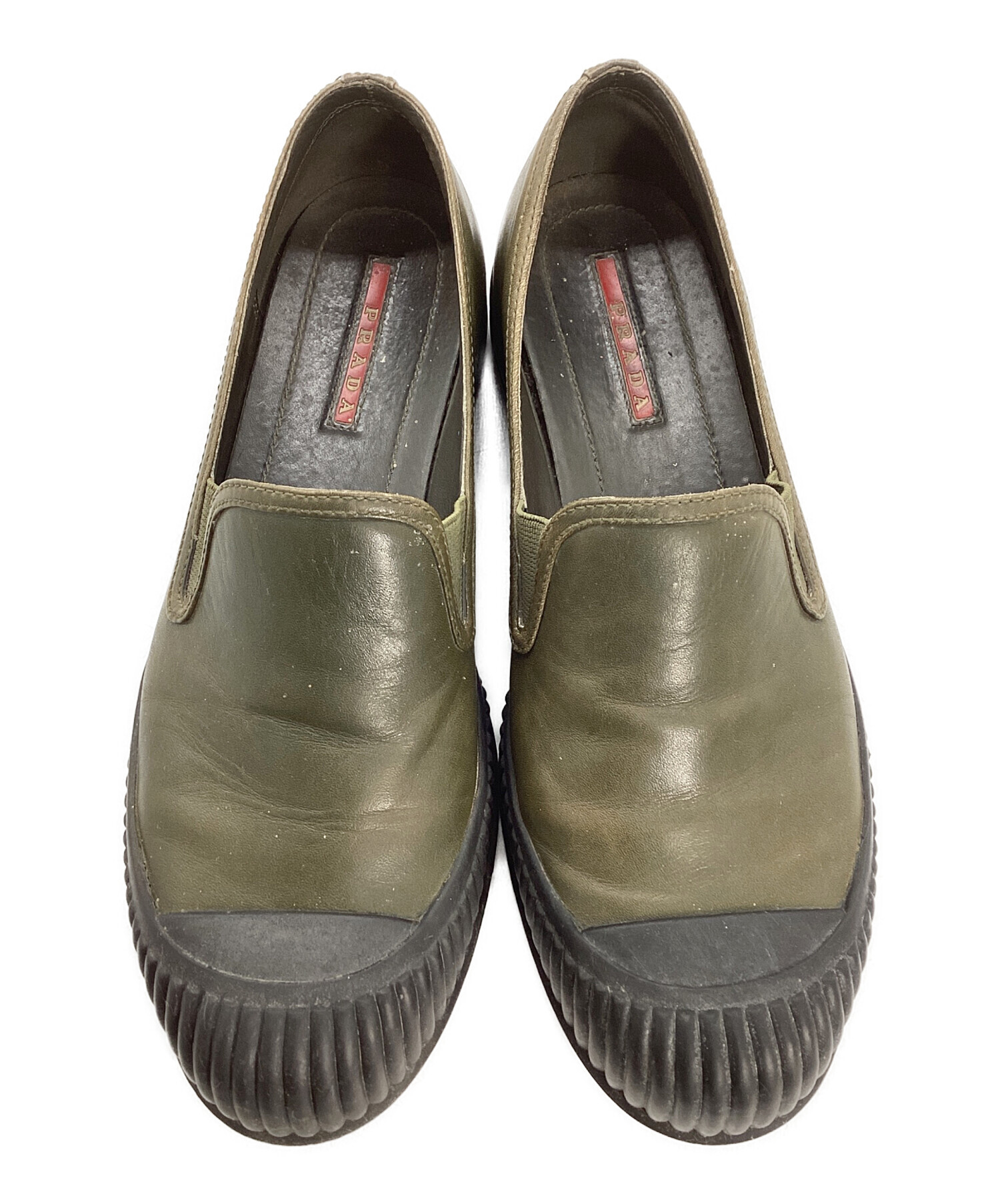 中古・古着通販】PRADA (プラダ) レザースリッポン カーキ サイズ:38
