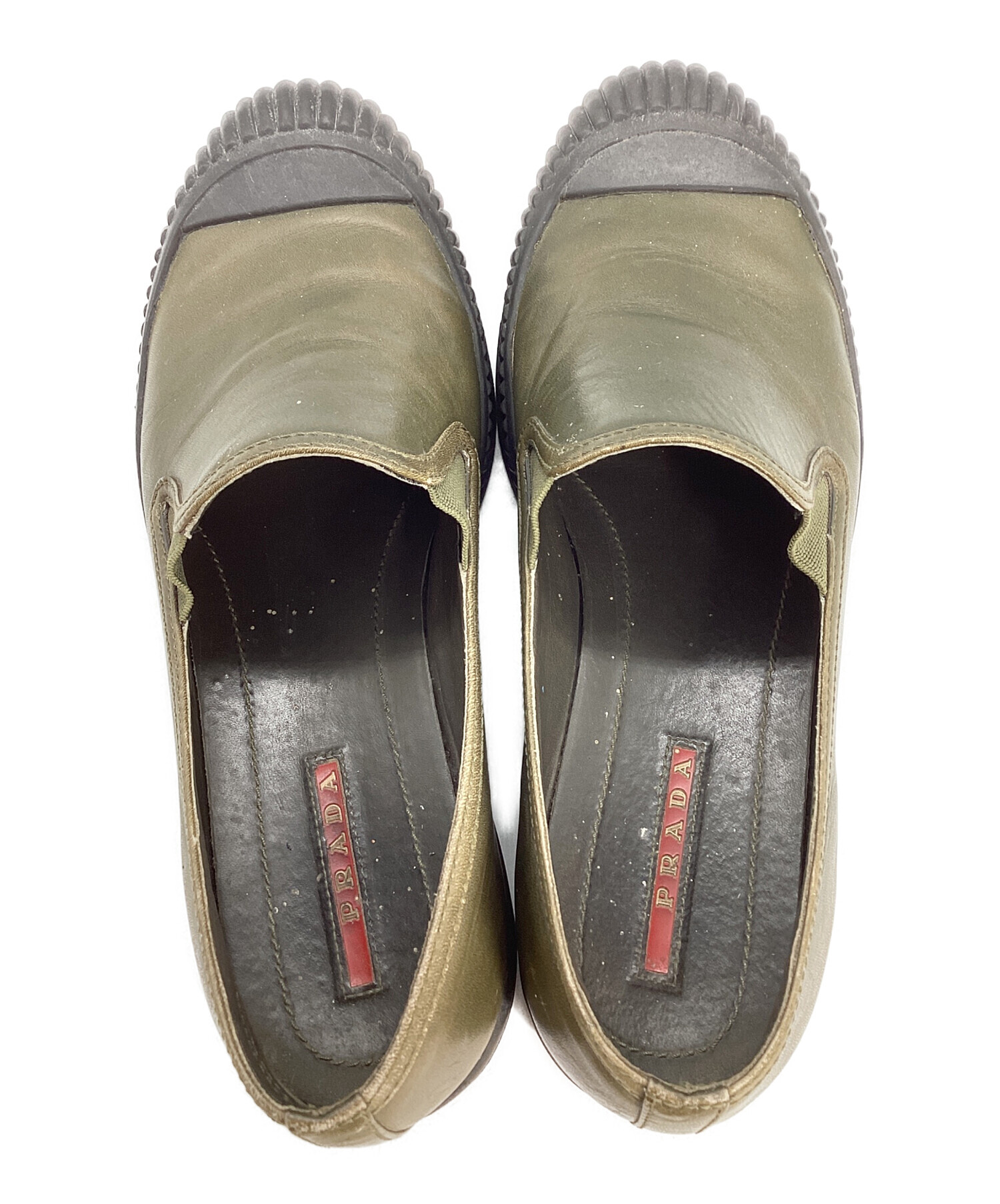 中古・古着通販】PRADA (プラダ) レザースリッポン カーキ サイズ:38 