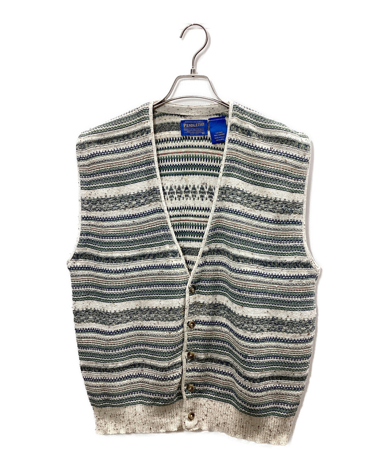 中古・古着通販】PENDLETON (ペンドルトン) ベスト ベージュ×グリーン