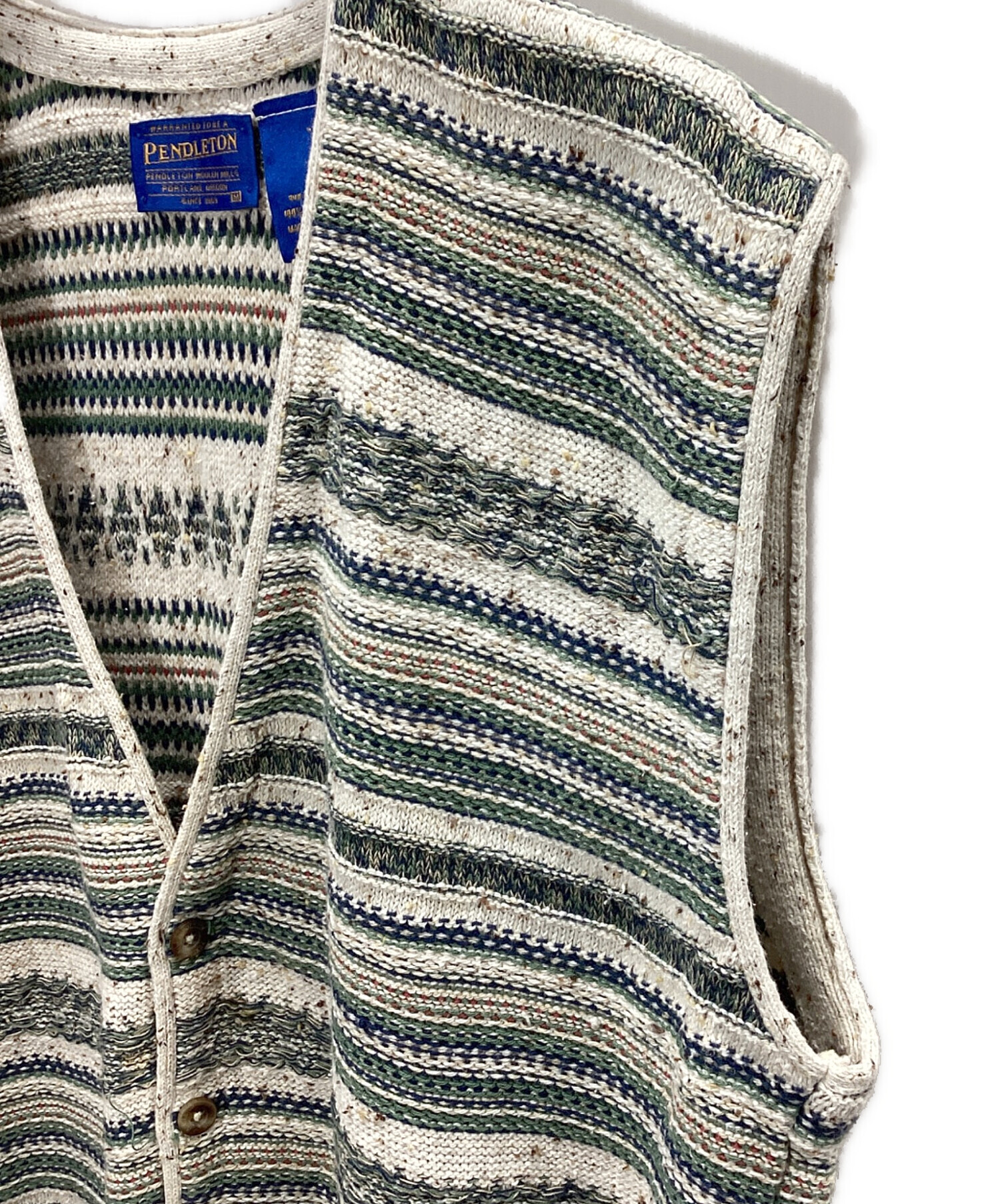 中古・古着通販】PENDLETON (ペンドルトン) ベスト ベージュ×グリーン