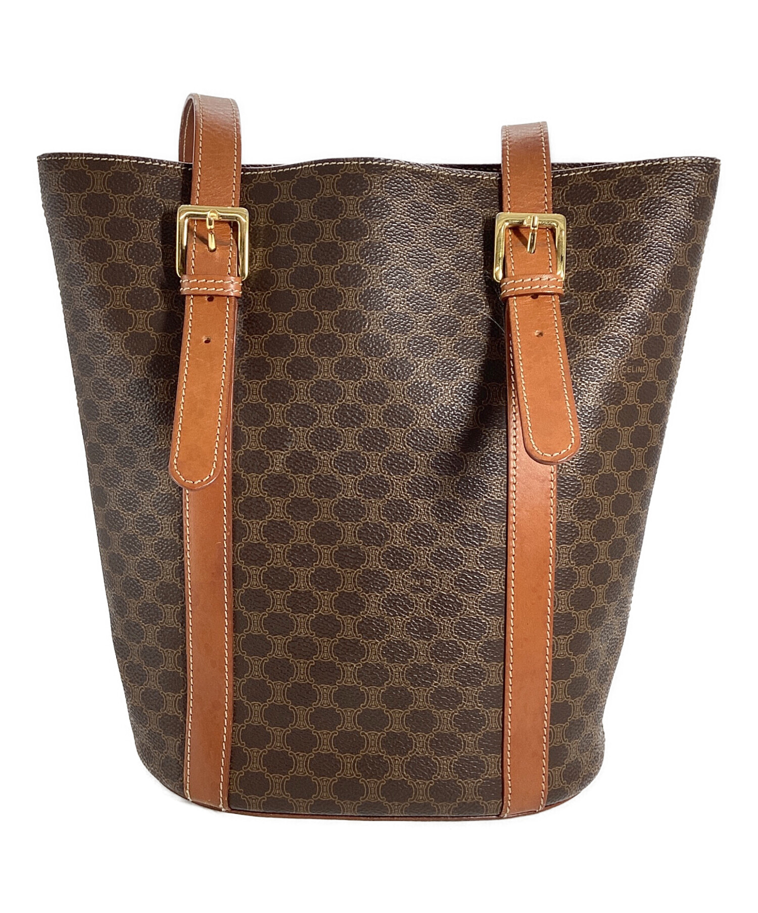 CELINE ブラウンレザートートバッグ 中古・古着通販】CELINE (セリーヌ) トートバッグ ブラウン｜ブランド