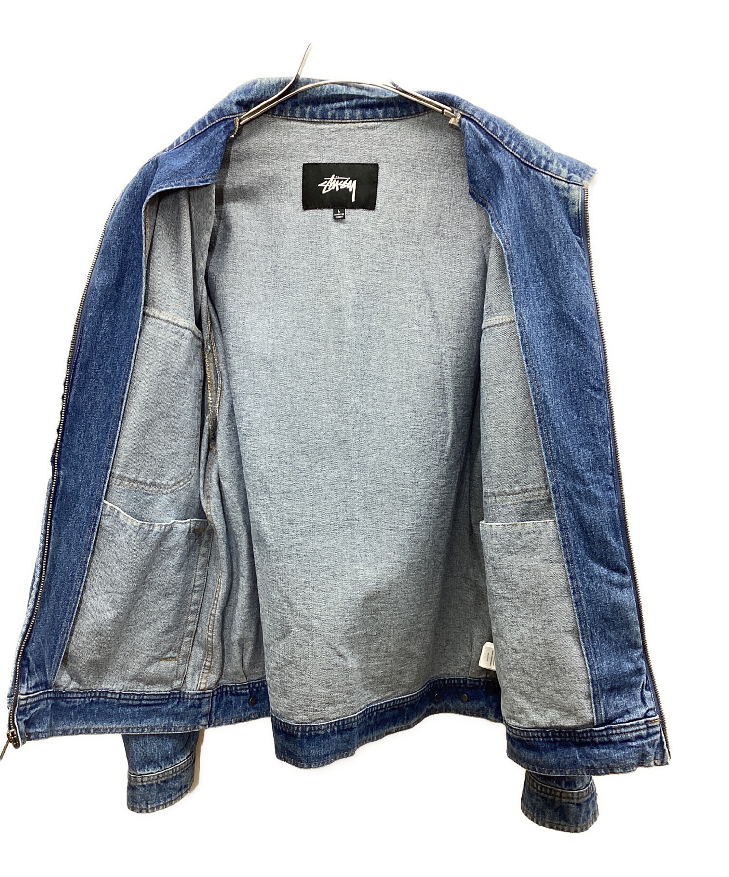 USA Stussy デニムジャケット Lサイズ ライトブルー 中古・古着通販】stussy (ステューシー) デニムジャケット ブルー