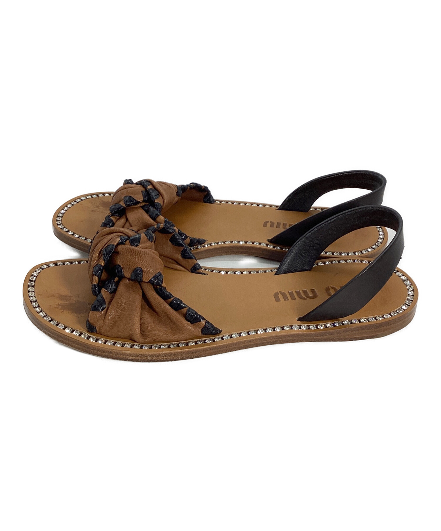 中古・古着通販】MIU MIU (ミュウミュウ) ビジューフラットサンダル 
