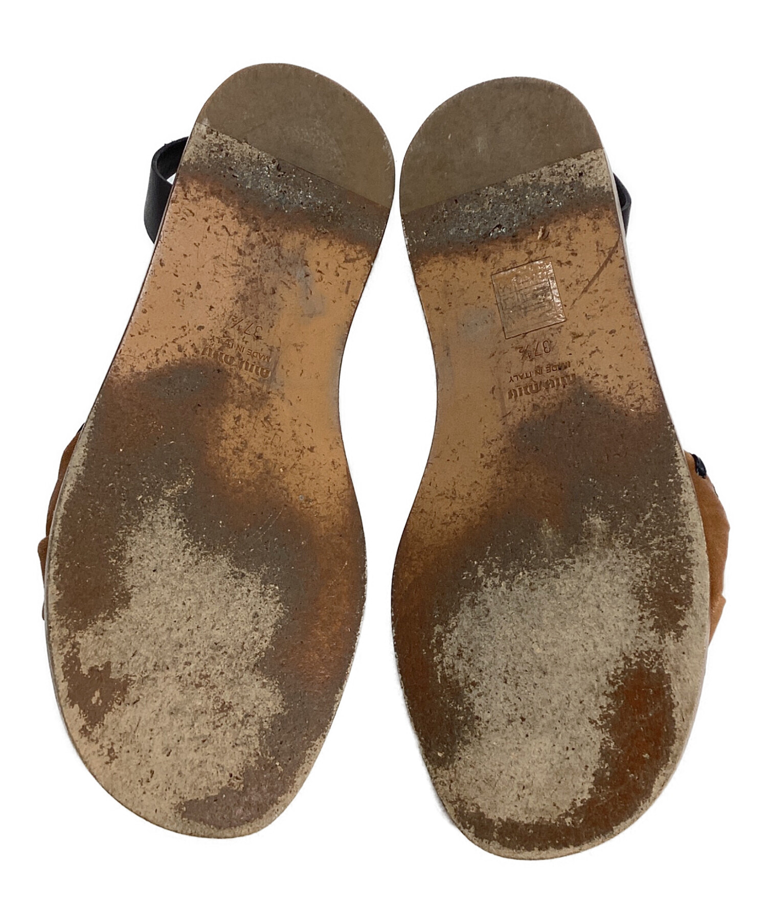 miumiu 90s サンダル ミュール 37 1/2 イタリア製 ヴィンテージ 中古・古着通販】MIU MIU (ミュウミュウ) ビジューフラットサンダル