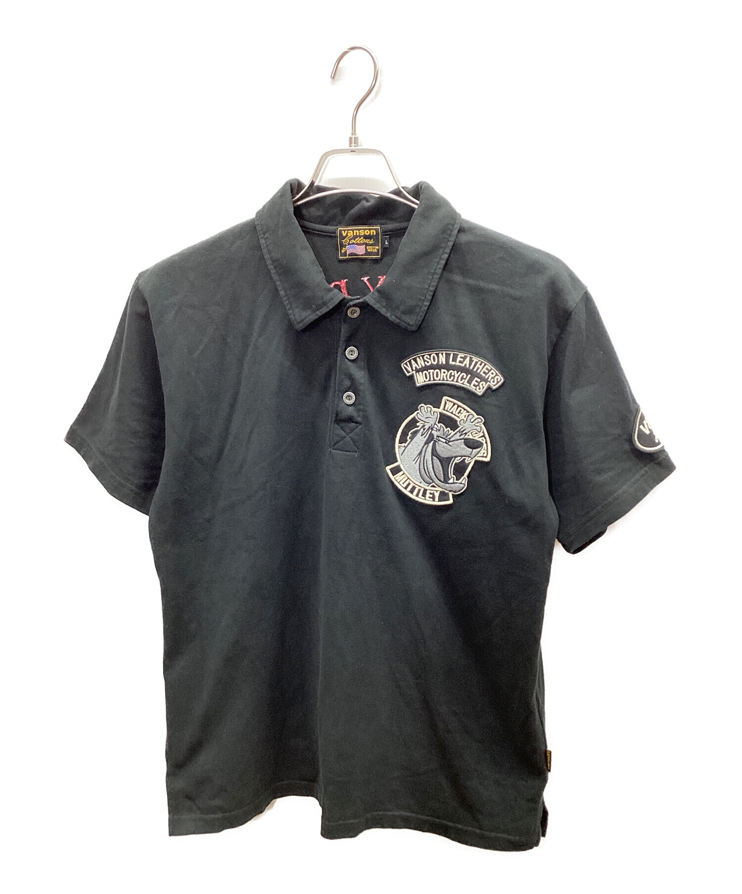 中古・古着通販】VANSON (バンソン) ポロシャツ ブラック サイズ:L