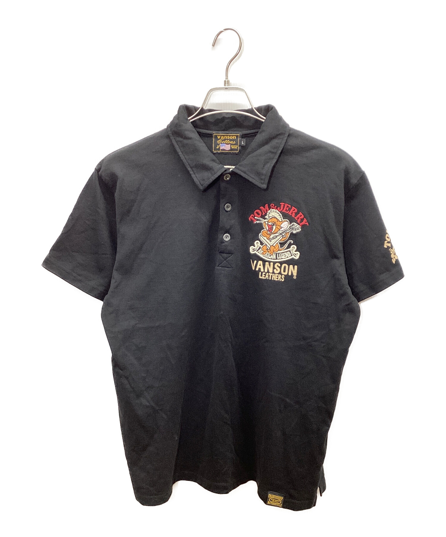 中古・古着通販】VANSON (バンソン) ポロシャツ ブラック サイズ:L