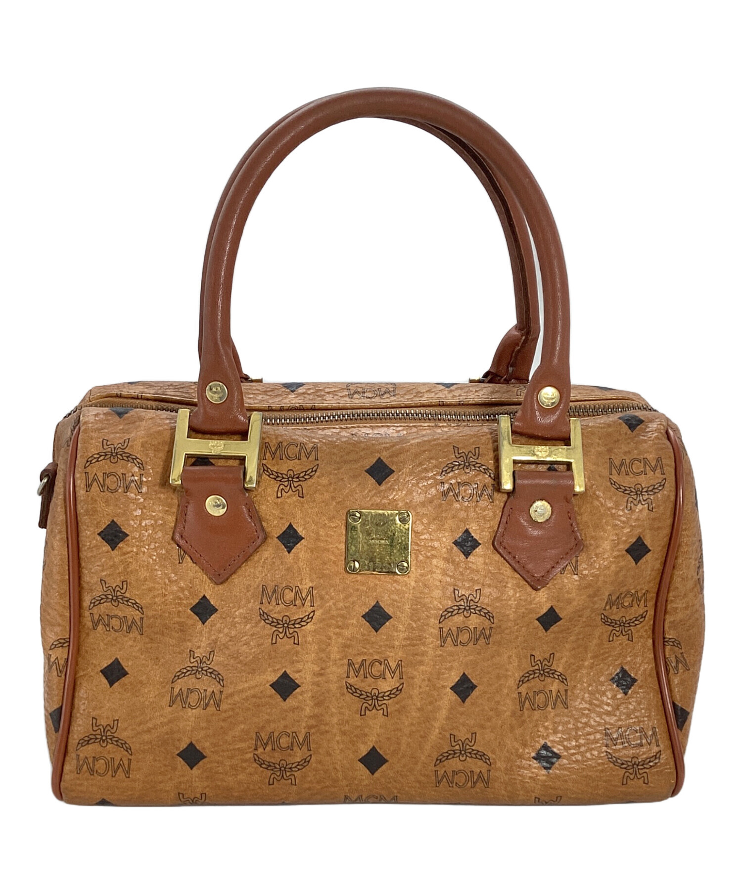 美品　MCM ブラウン ミニボストンバッグ 中古・古着通販】MCM (エムシーエム) エムシーエム ミニボストンバッグ