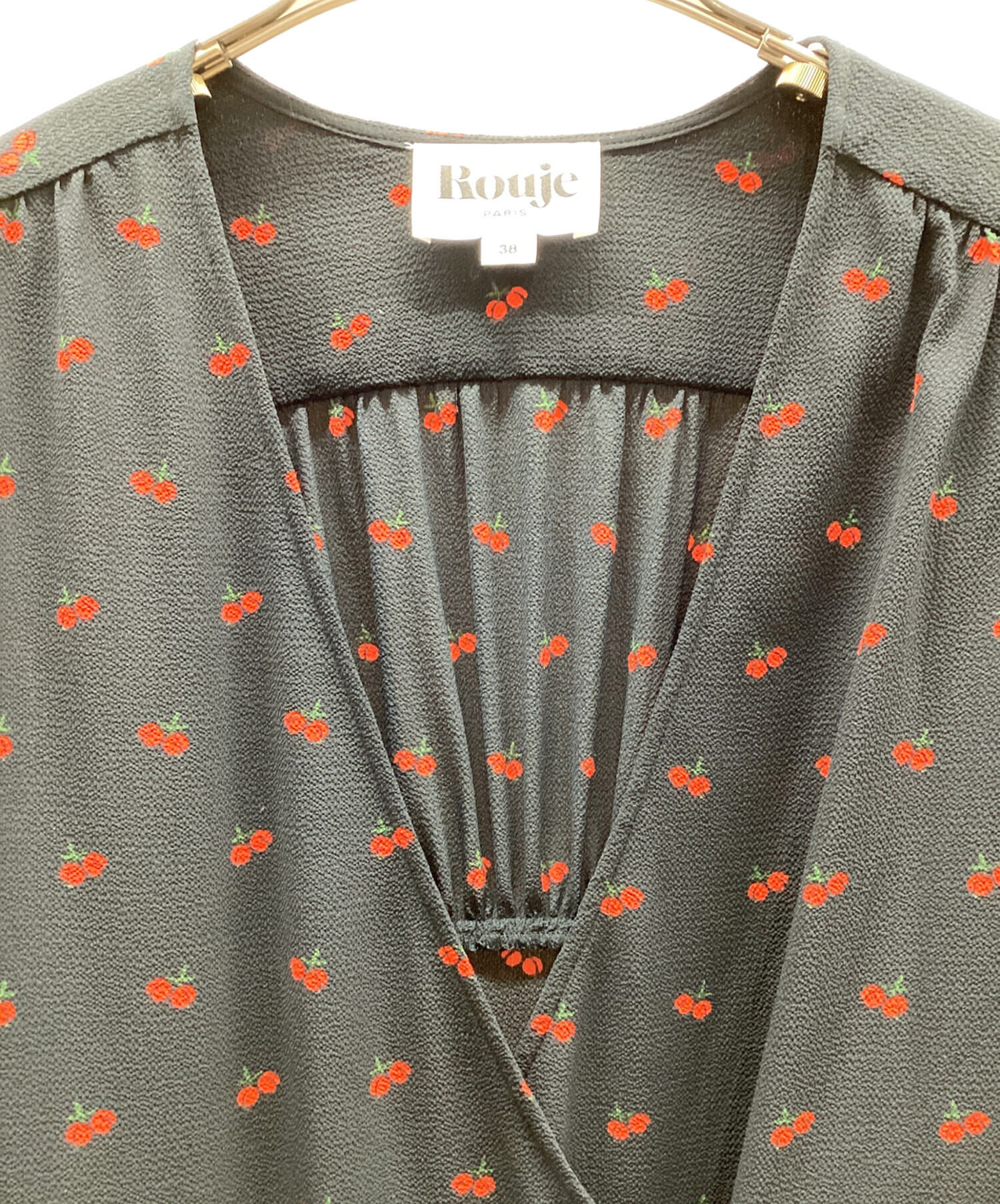 中古・古着通販】Rouje (ルージュ) 半袖ワンピース ブラック サイズ:38